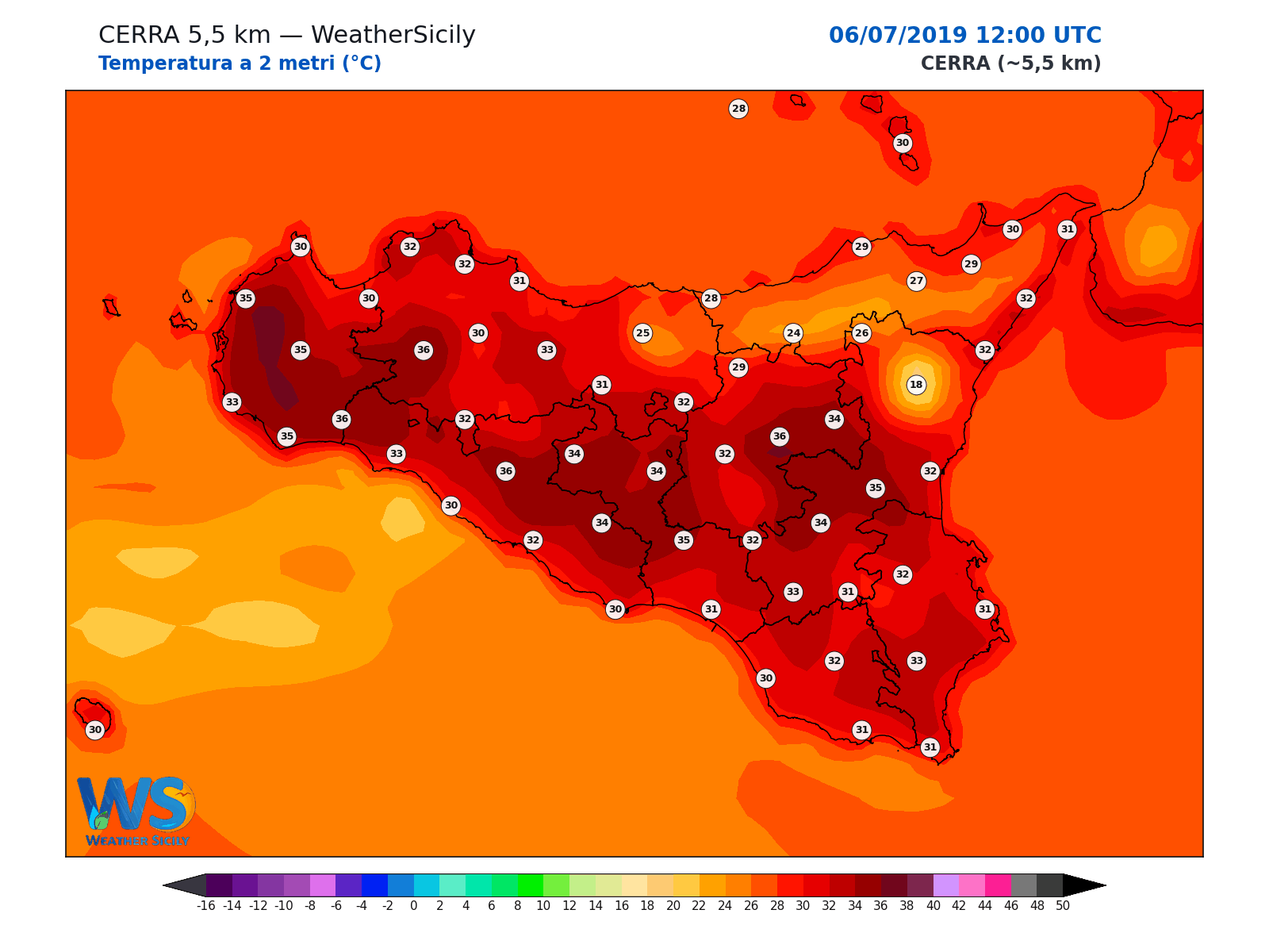 Temperatura a 2 metri · 2019070612