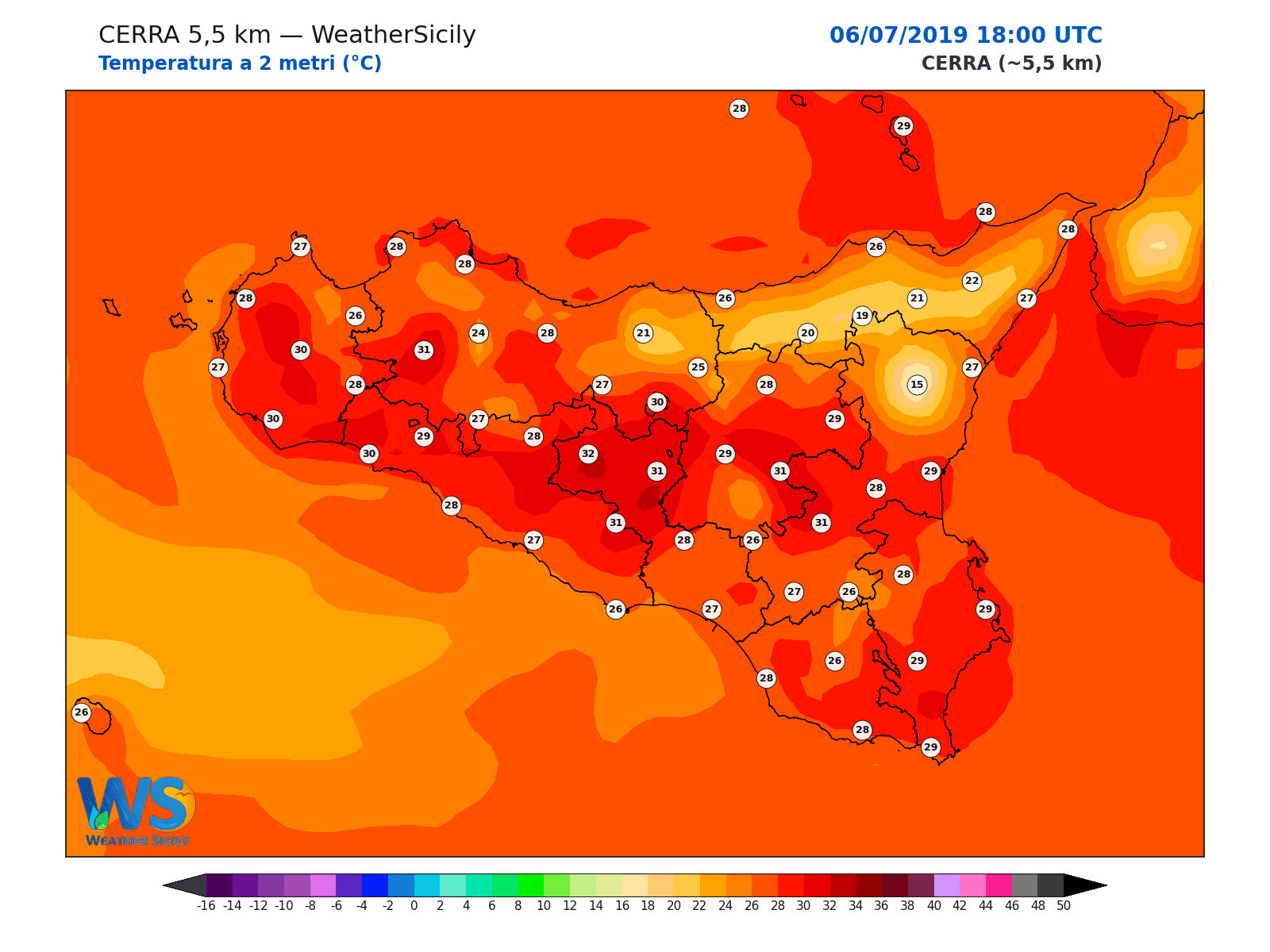 Temperatura a 2 metri · 2019070618