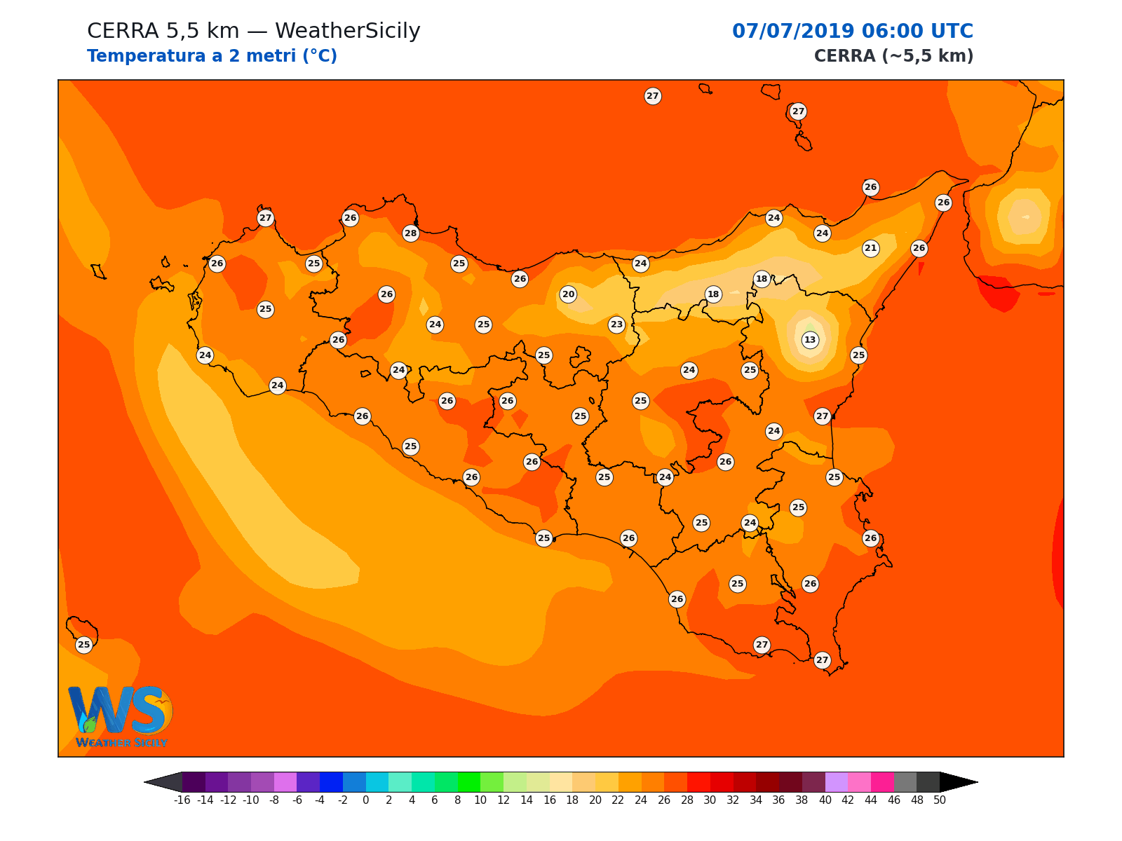 Temperatura a 2 metri · 2019070706