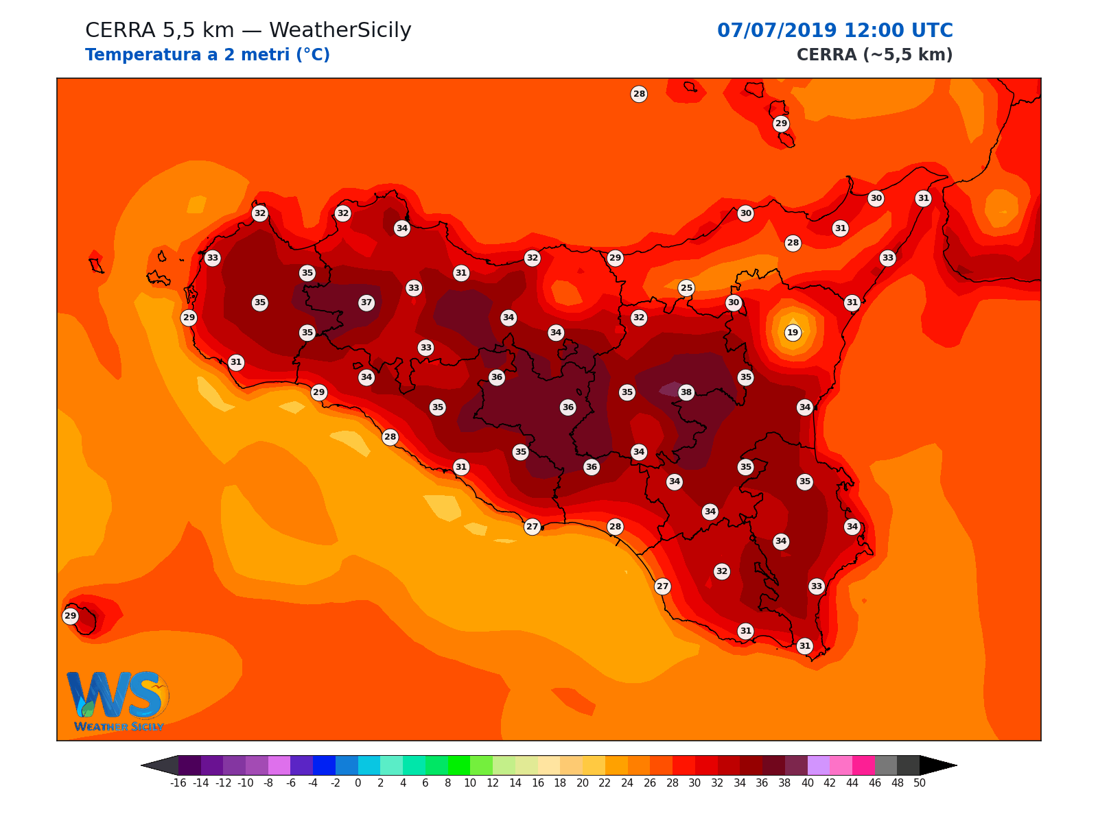 Temperatura a 2 metri · 2019070712