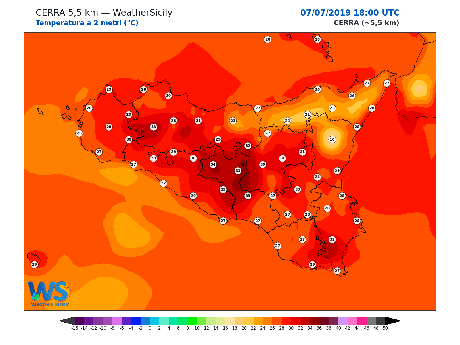 Temperatura a 2 metri · 2019070718
