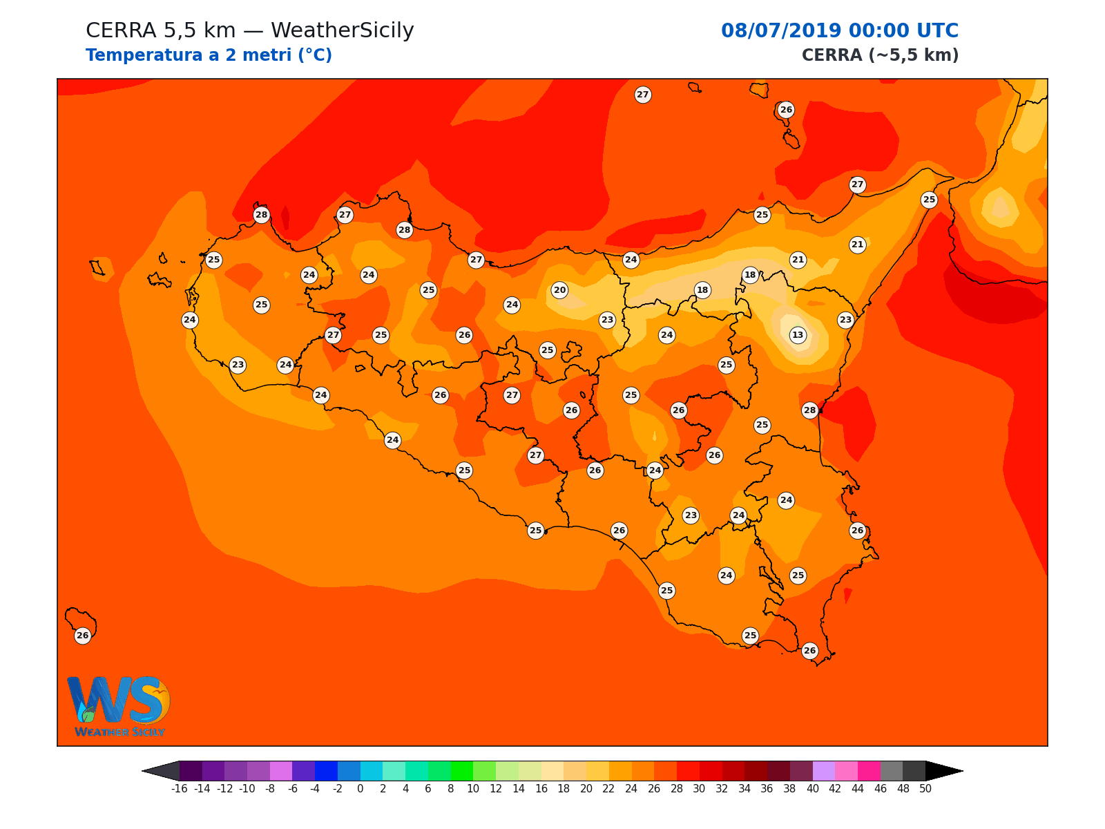 Temperatura a 2 metri · 2019070800