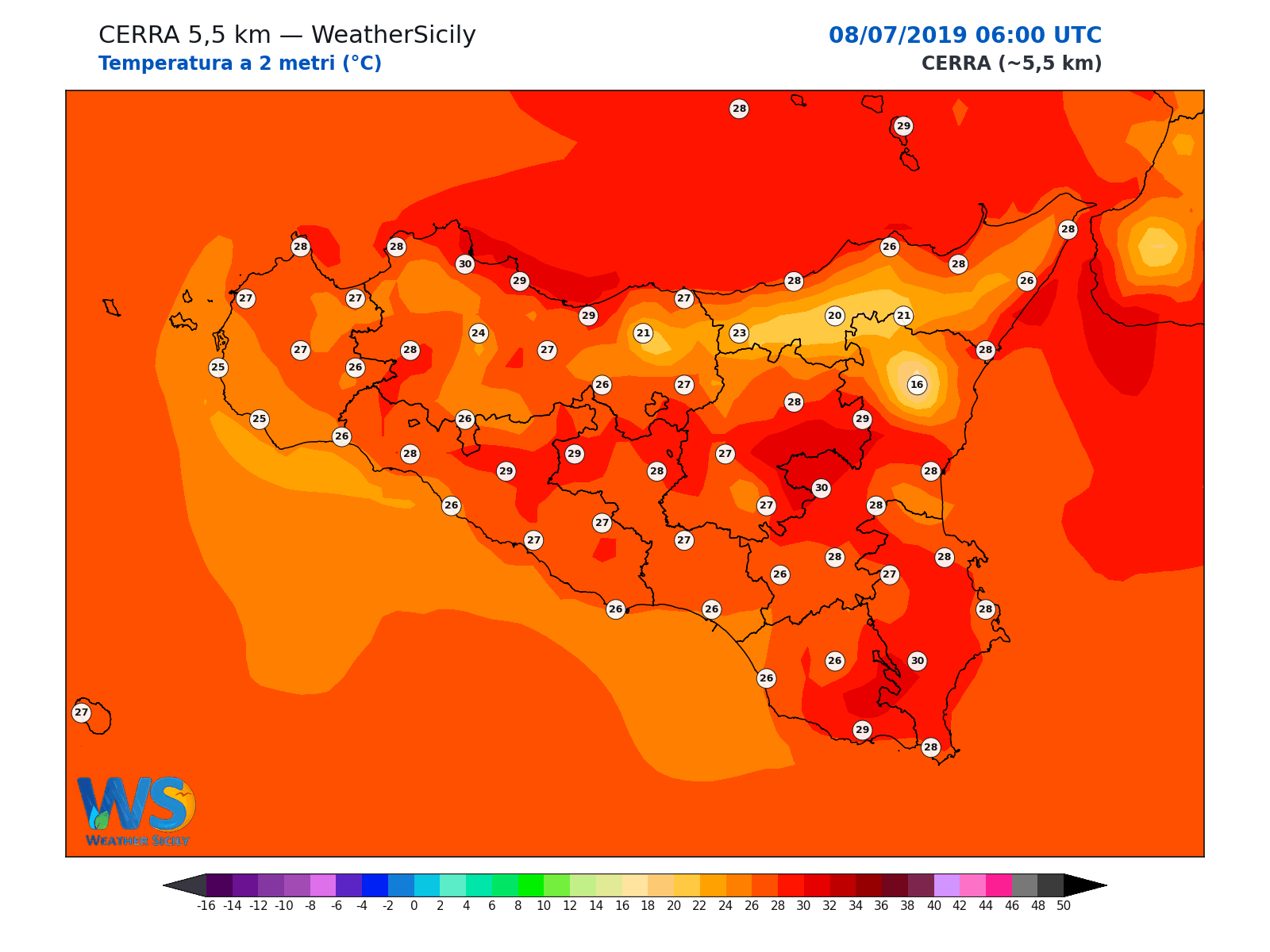 Temperatura a 2 metri · 2019070806