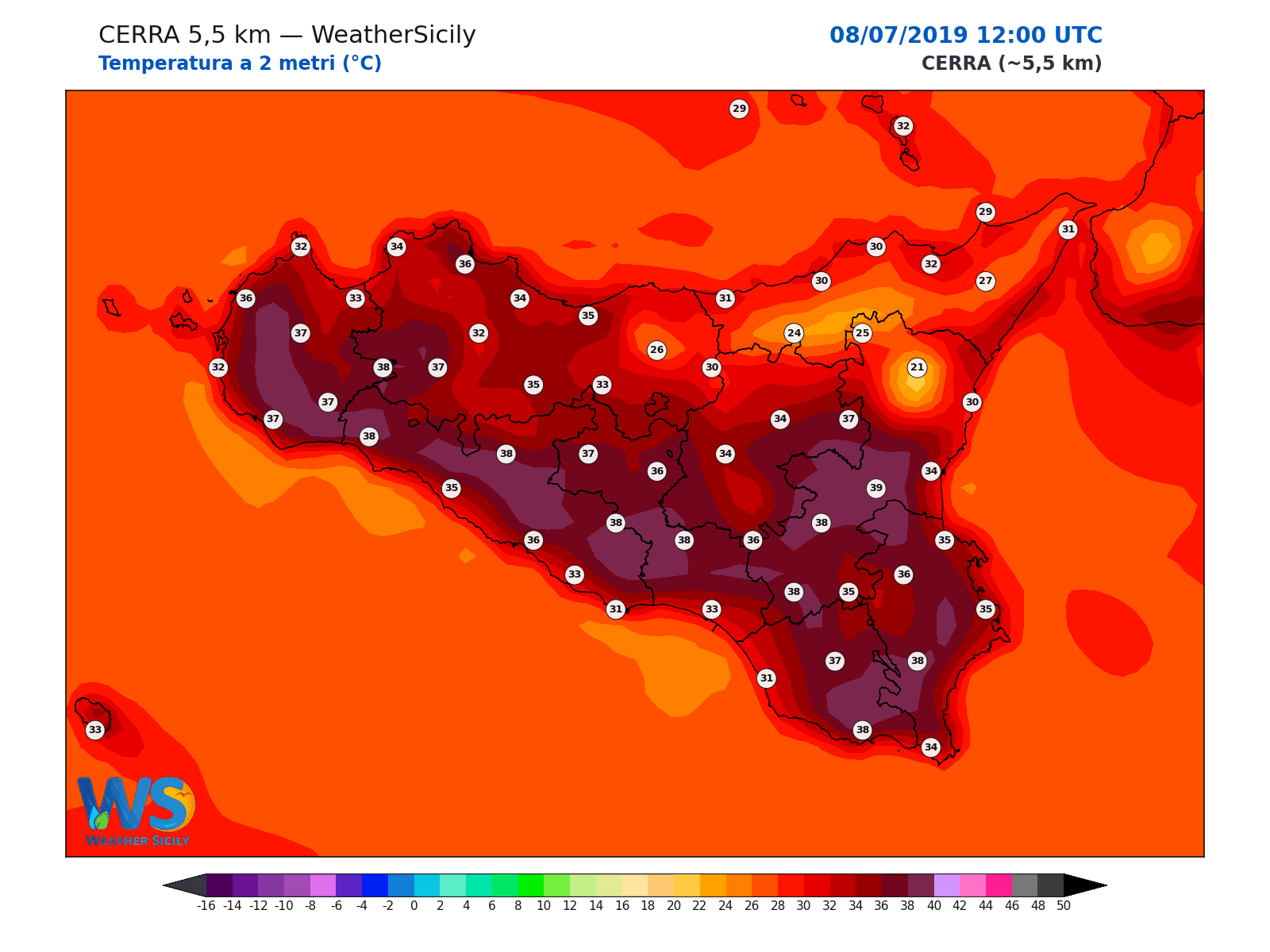 Temperatura a 2 metri · 2019070812