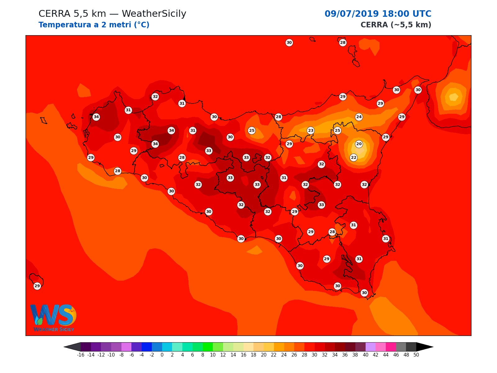Temperatura a 2 metri · 2019070918
