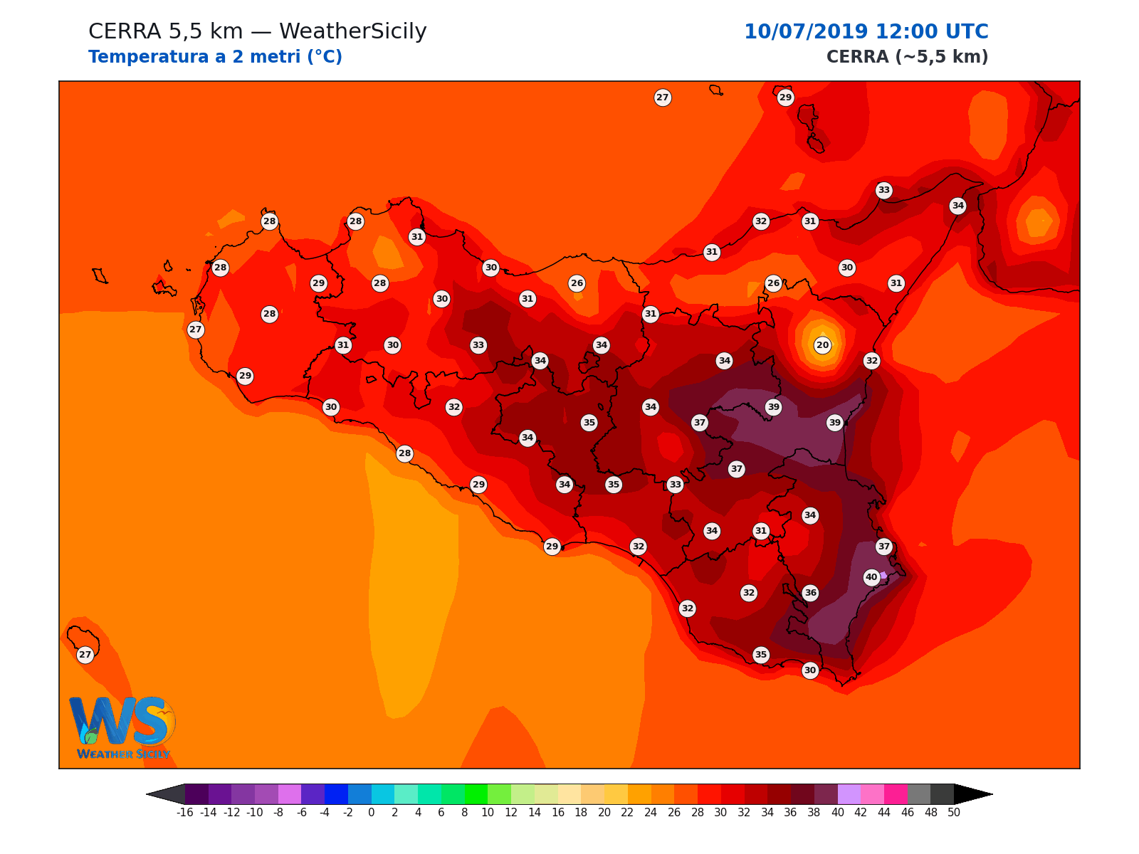 Temperatura a 2 metri · 2019071012