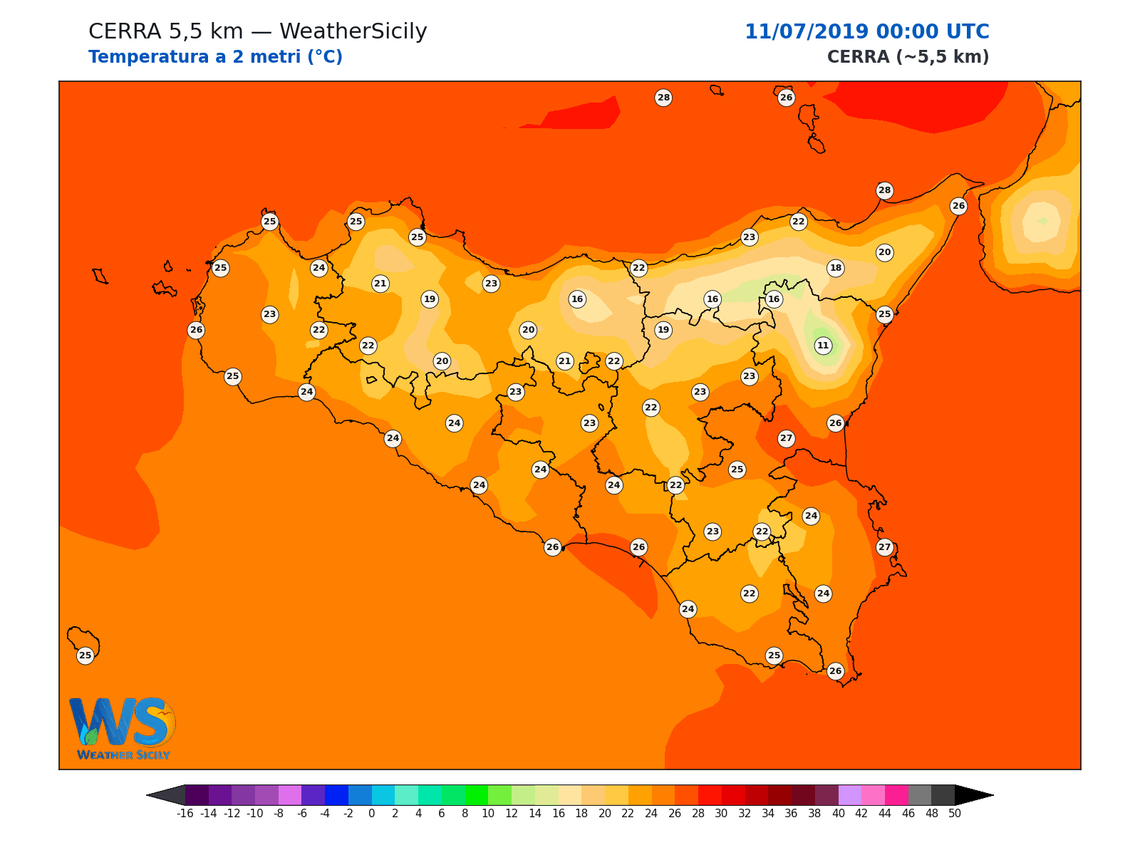 Temperatura a 2 metri · 2019071100