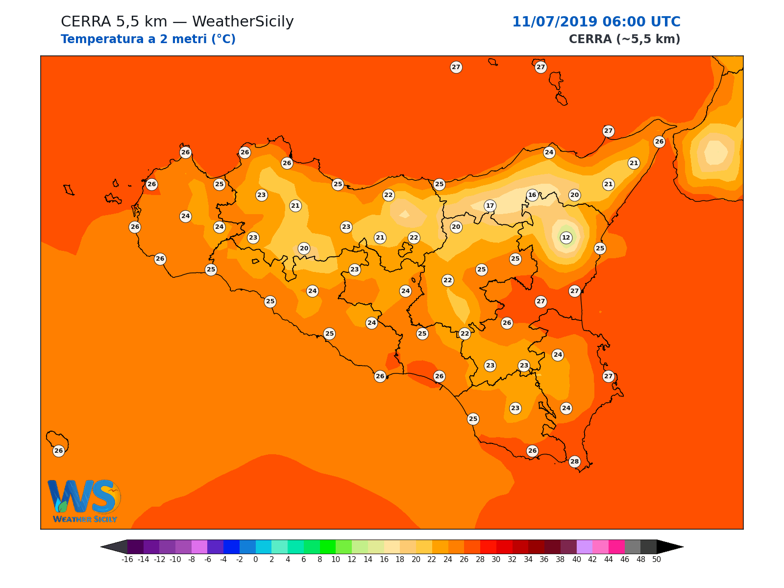 Temperatura a 2 metri · 2019071106
