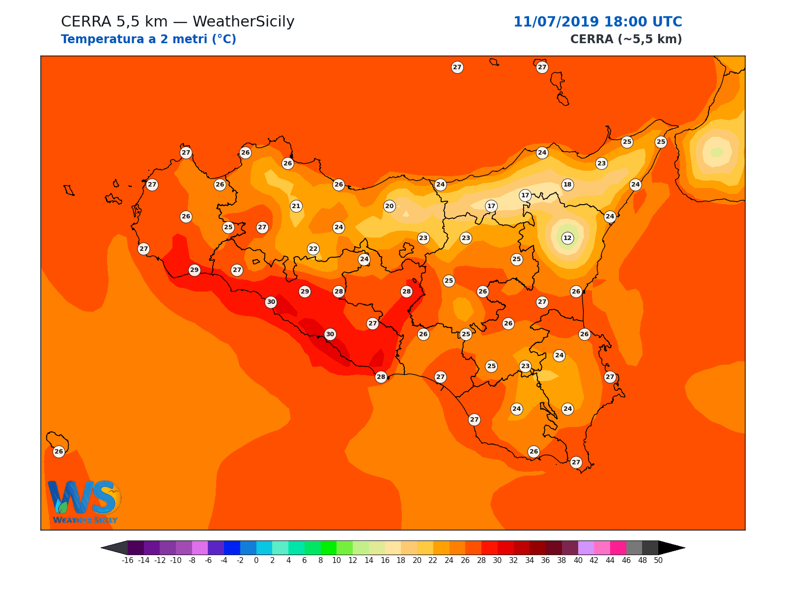 Temperatura a 2 metri · 2019071118