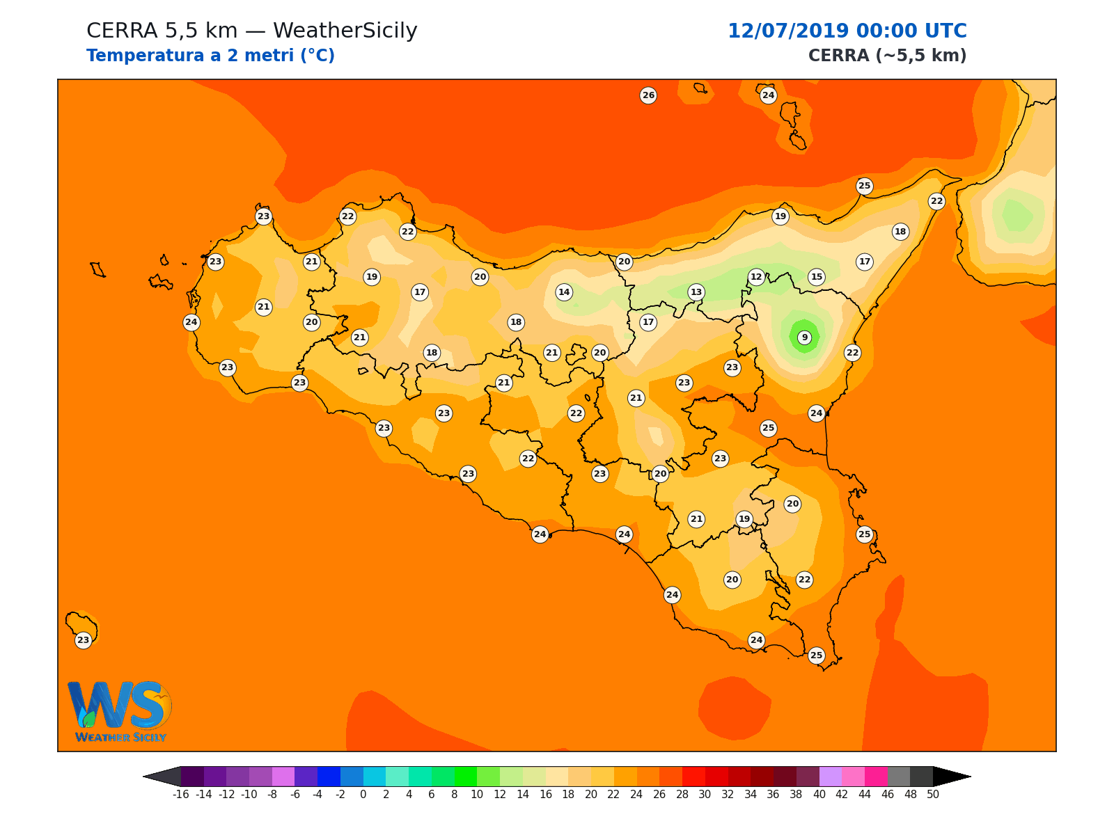 Temperatura a 2 metri · 2019071200