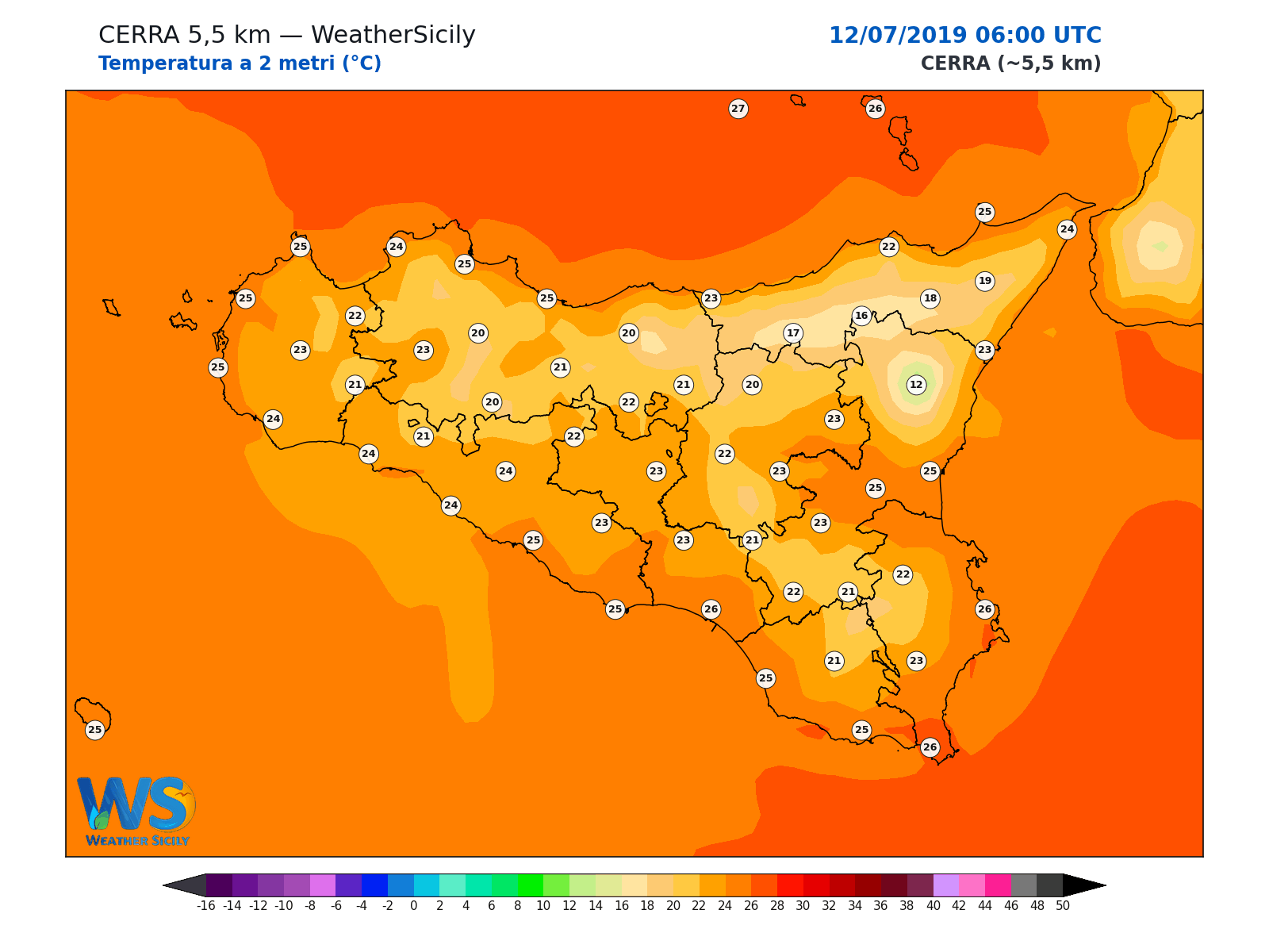 Temperatura a 2 metri · 2019071206