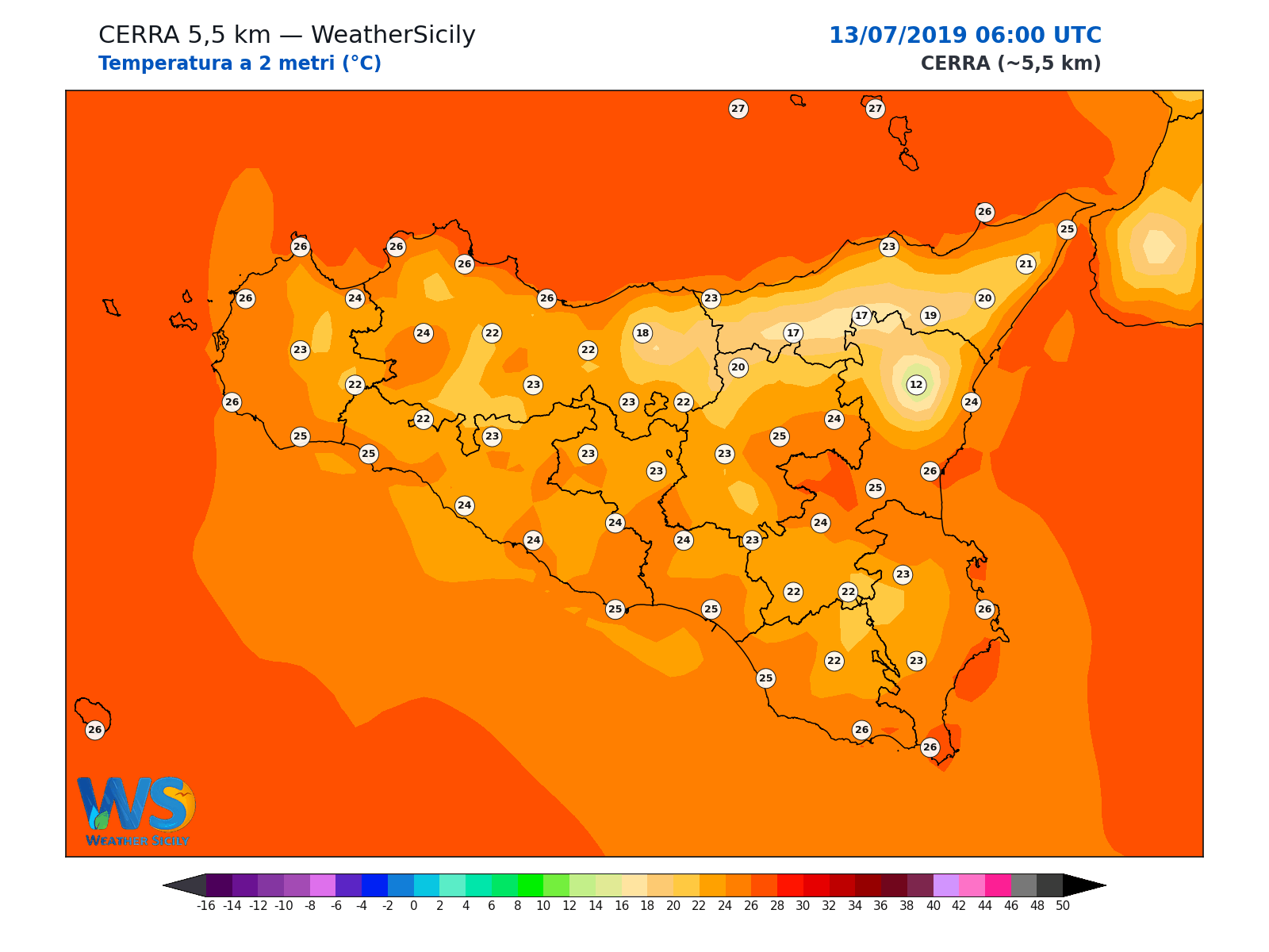 Temperatura a 2 metri · 2019071306