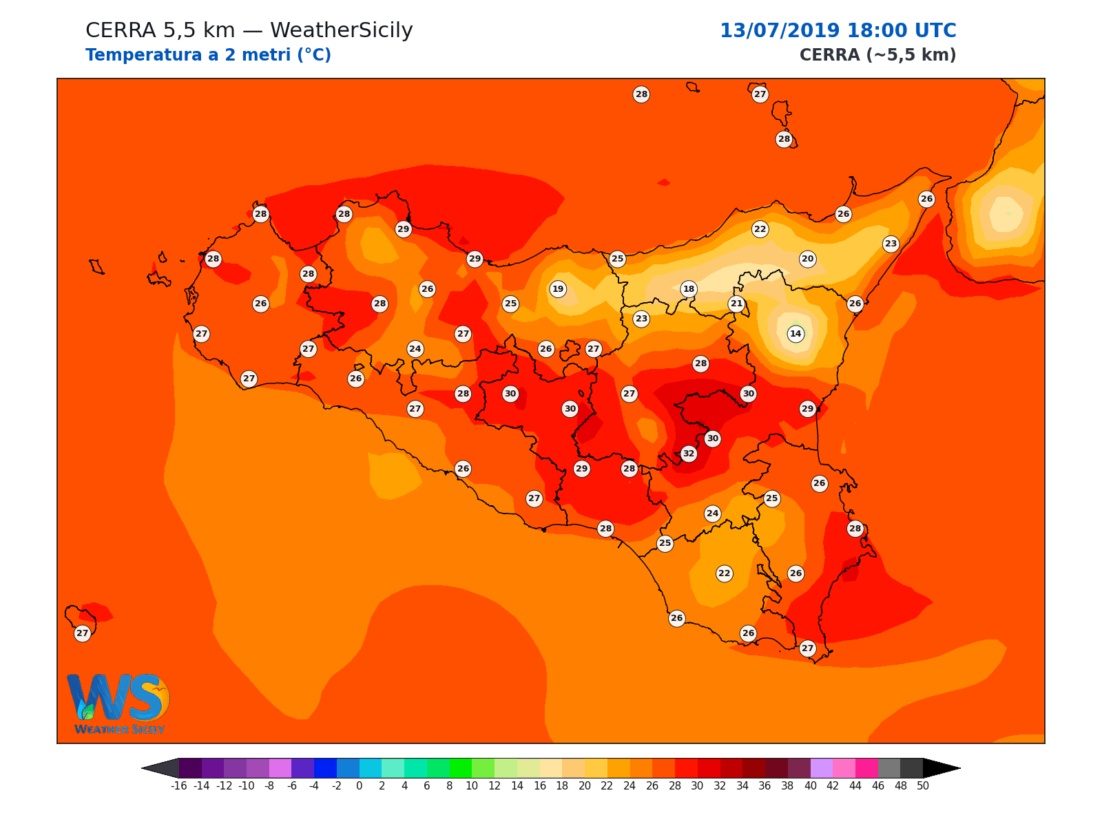 Temperatura a 2 metri · 2019071318