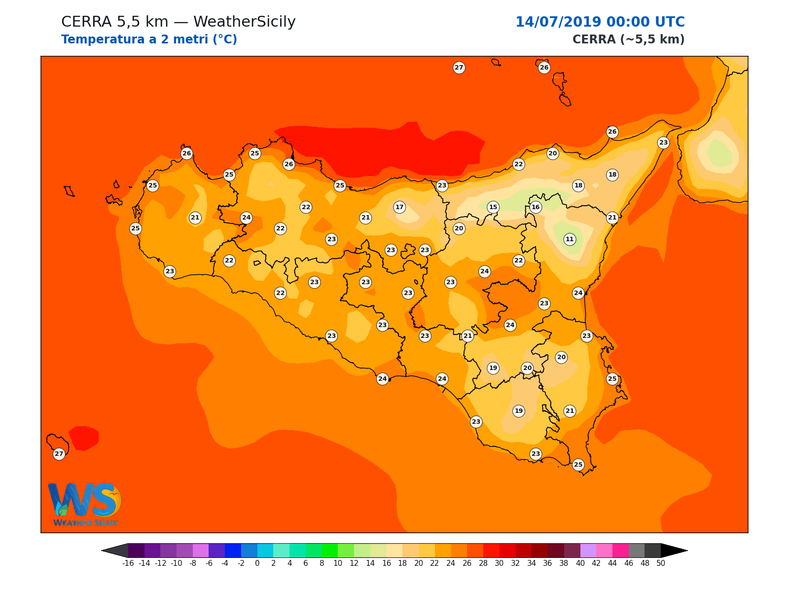 Temperatura a 2 metri · 2019071400