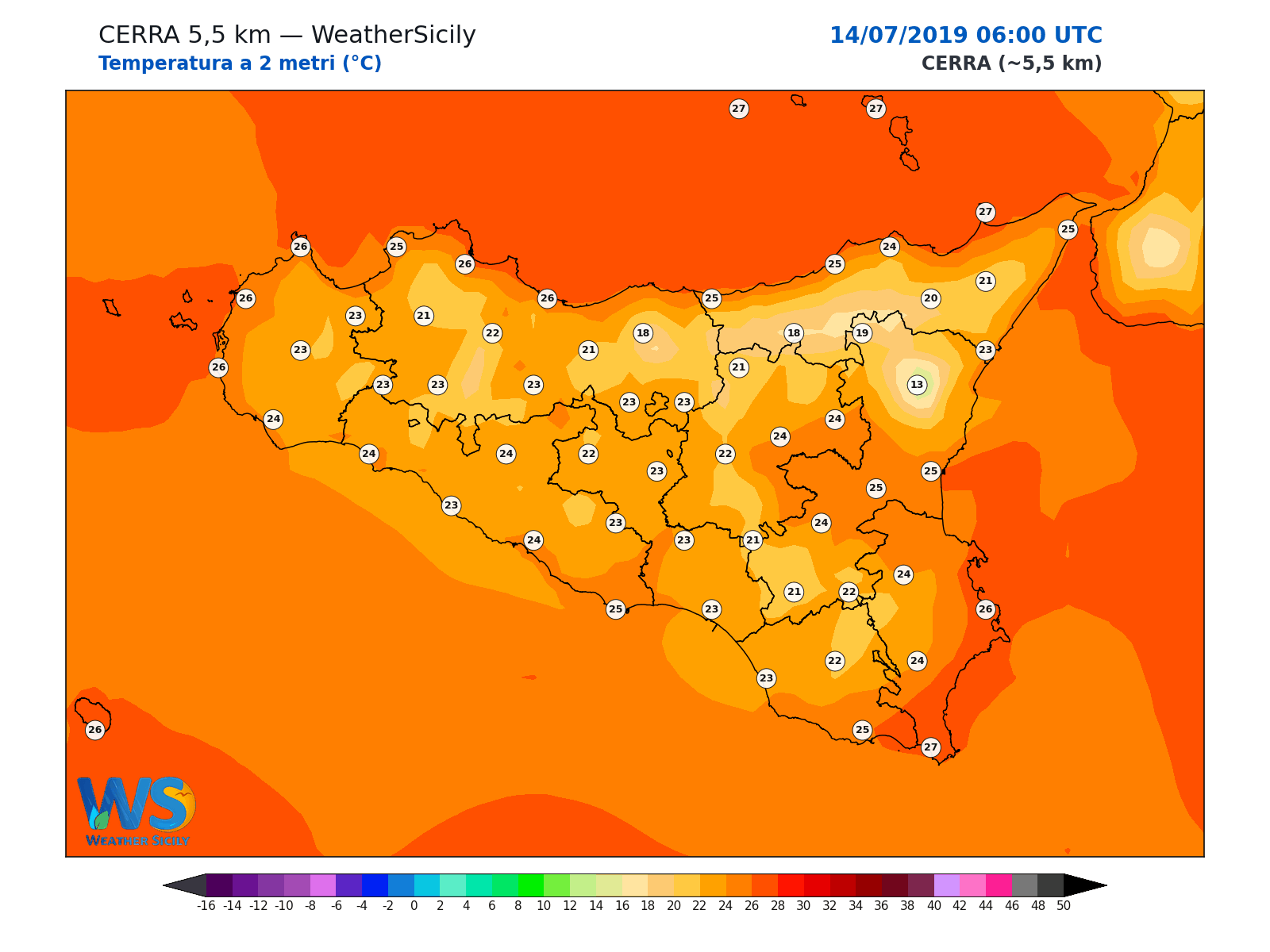 Temperatura a 2 metri · 2019071406
