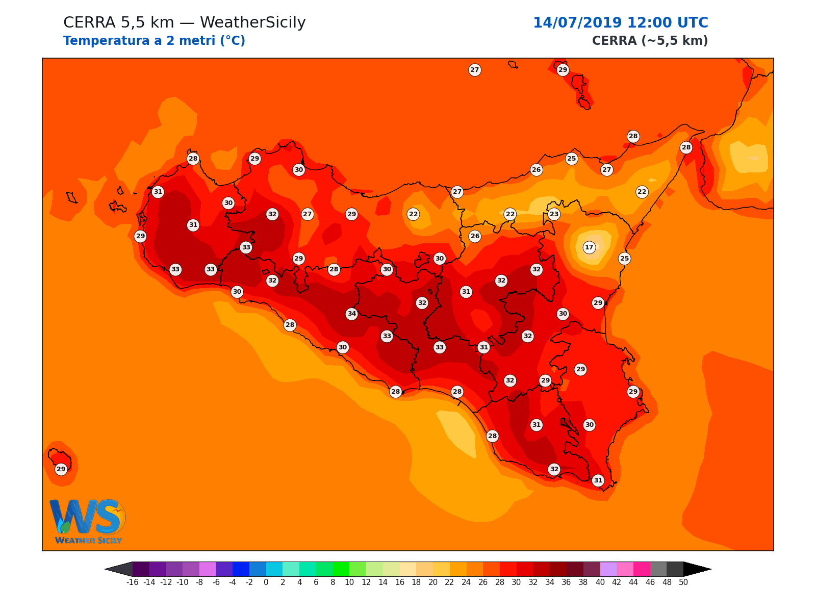Temperatura a 2 metri · 2019071412