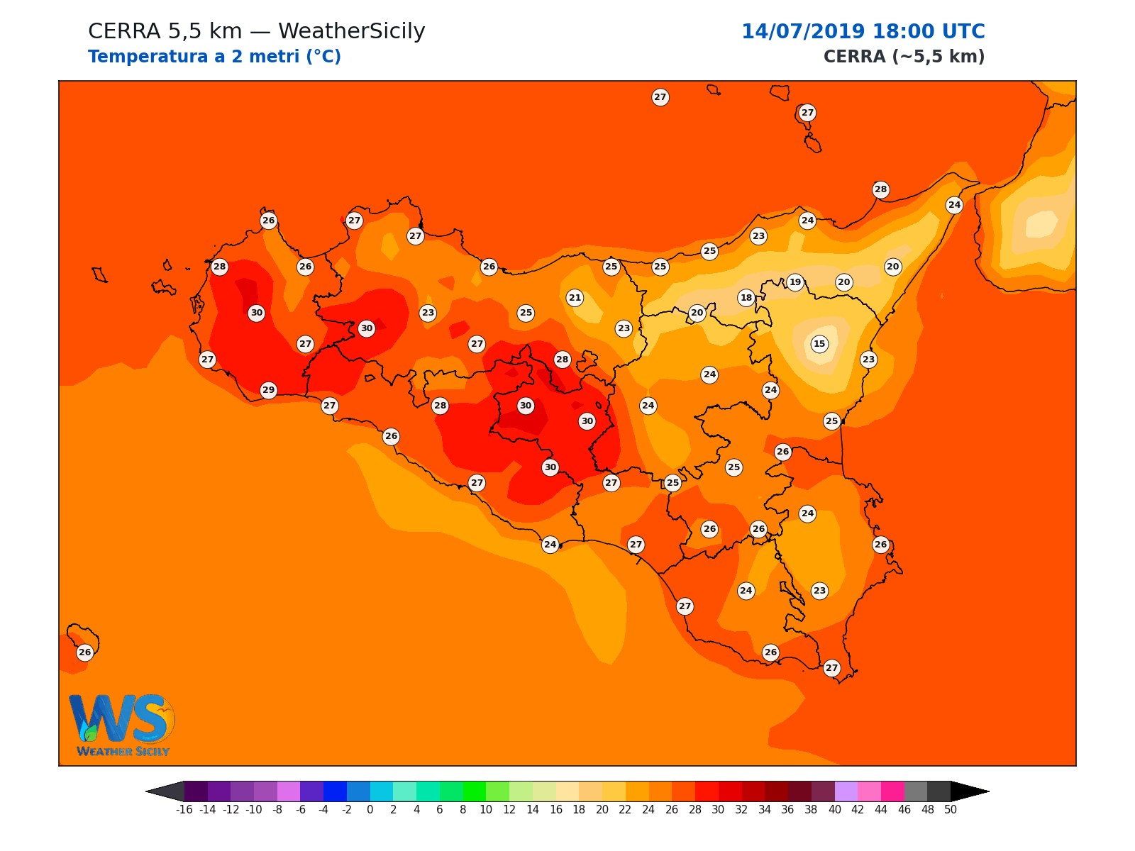 Temperatura a 2 metri · 2019071418