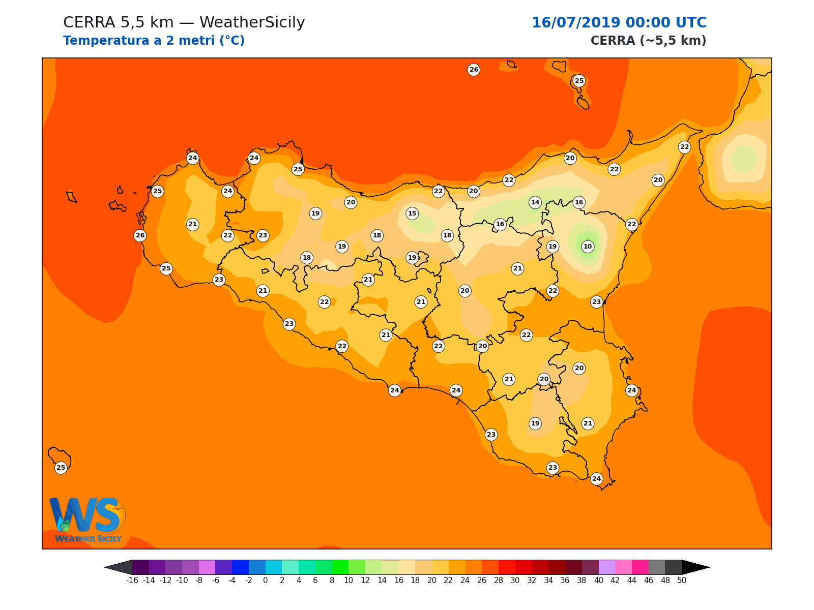Temperatura a 2 metri · 2019071600