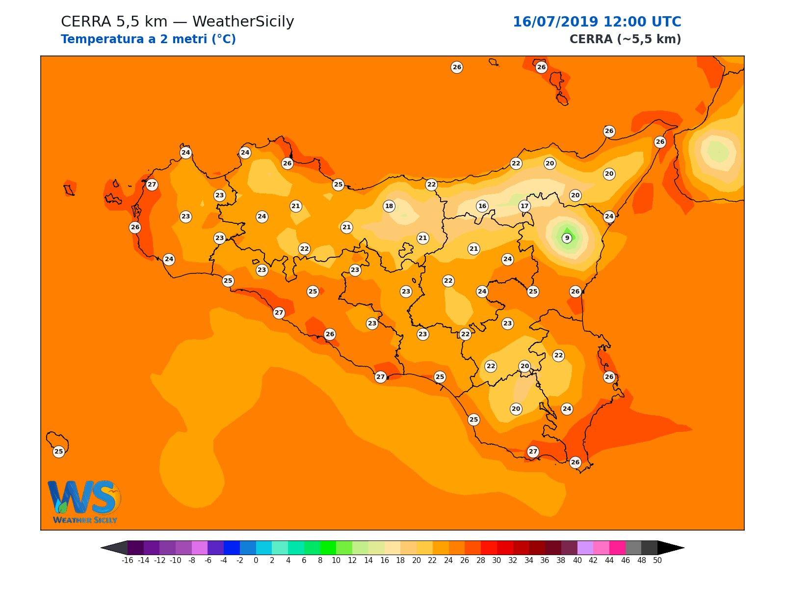 Temperatura a 2 metri · 2019071612