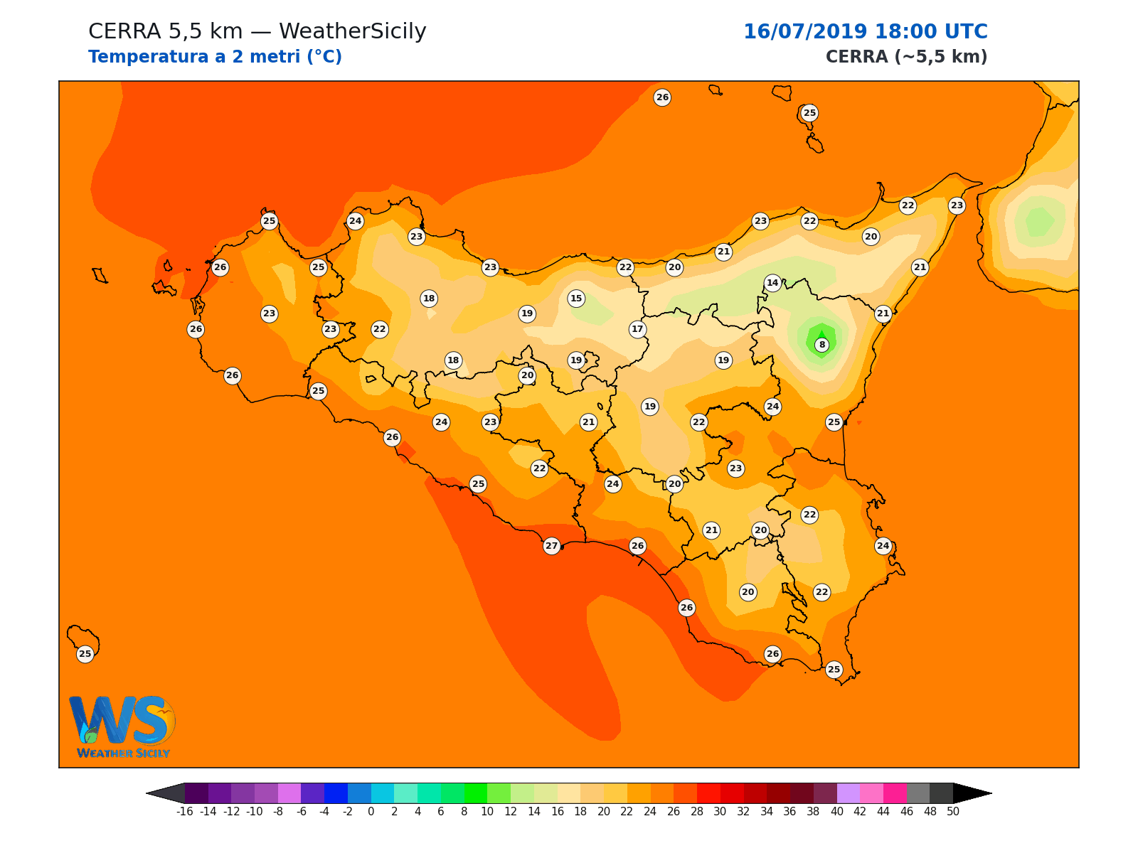Temperatura a 2 metri · 2019071618