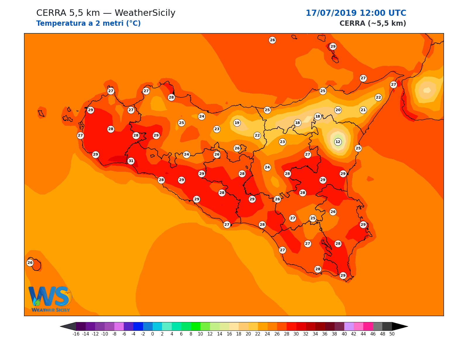 Temperatura a 2 metri · 2019071712