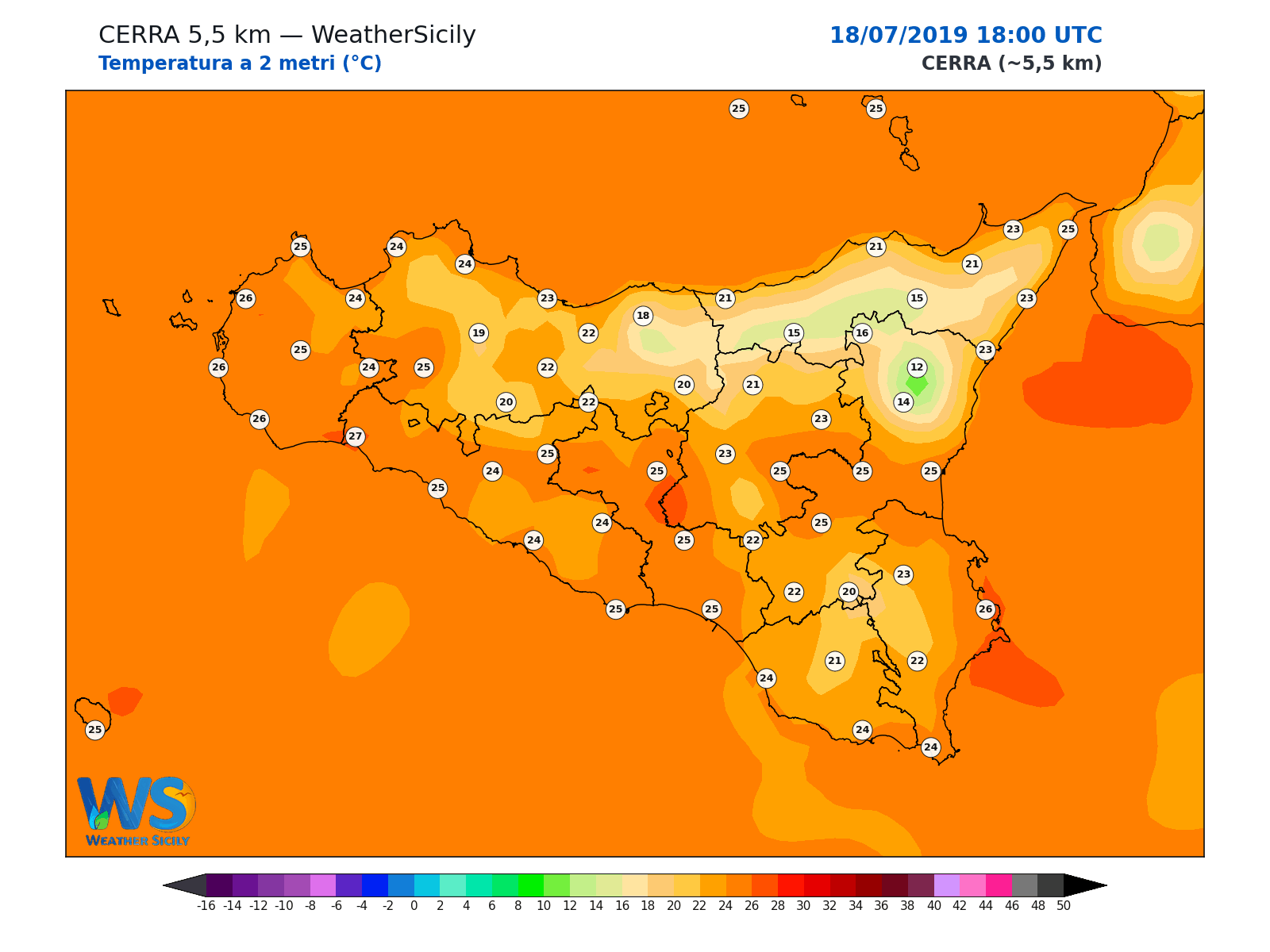 Temperatura a 2 metri · 2019071818
