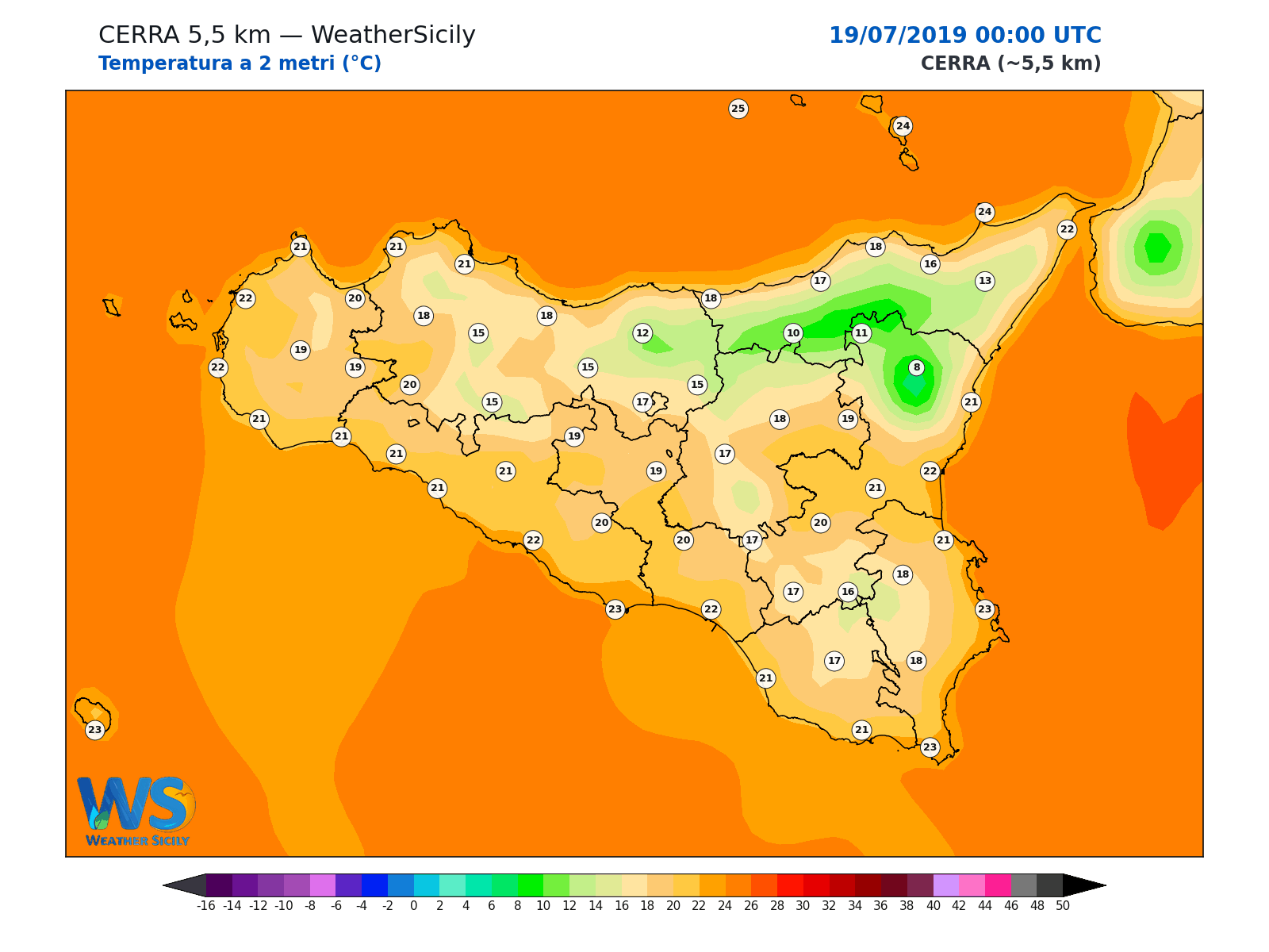 Temperatura a 2 metri · 2019071900