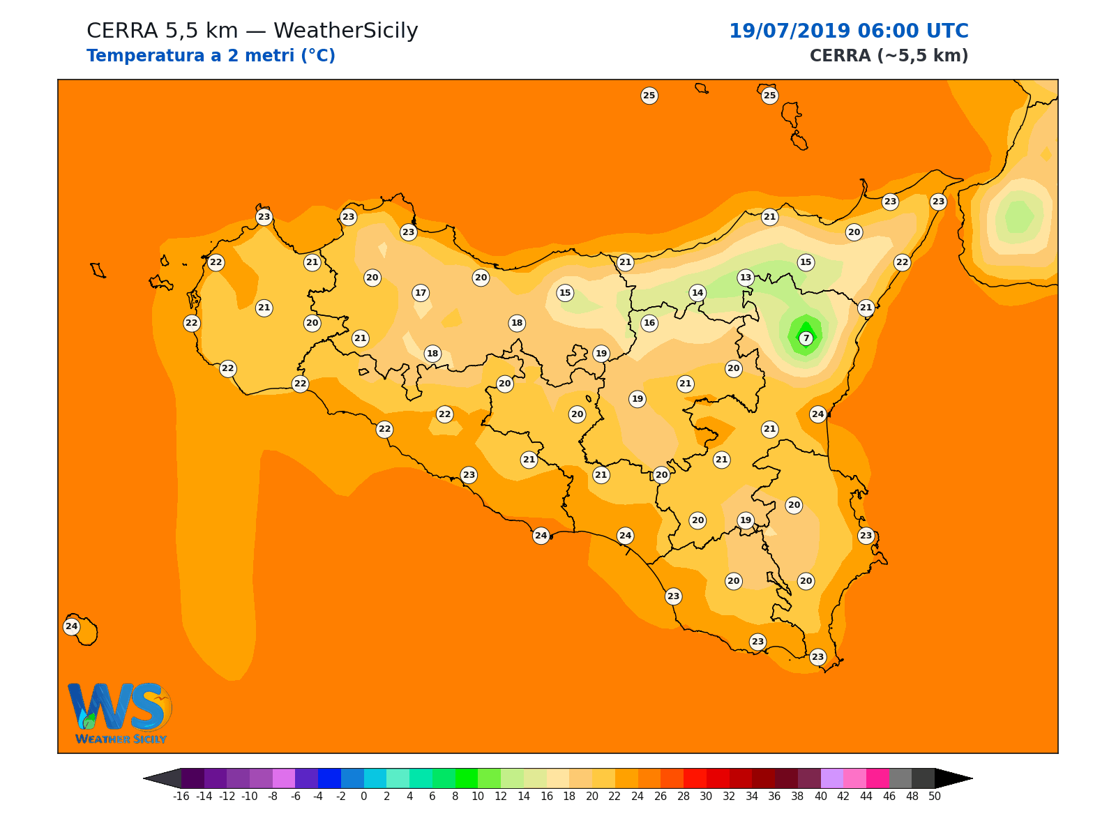 Temperatura a 2 metri · 2019071906