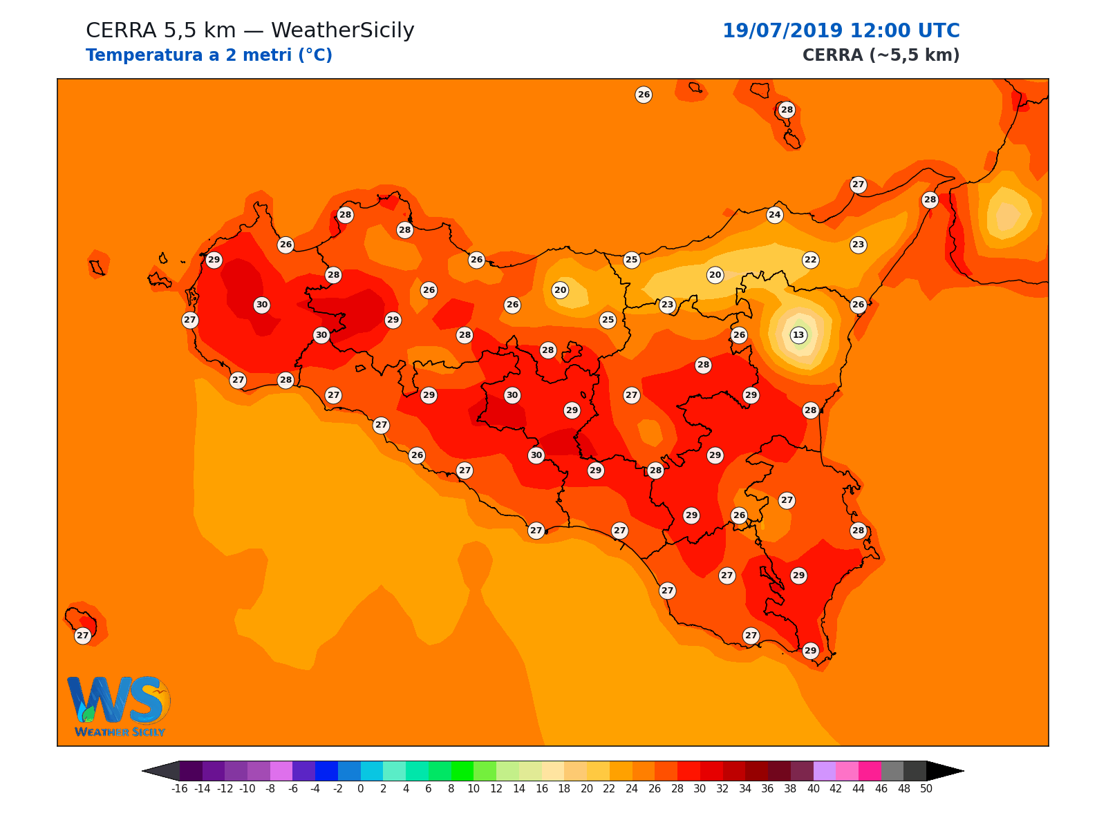 Temperatura a 2 metri · 2019071912