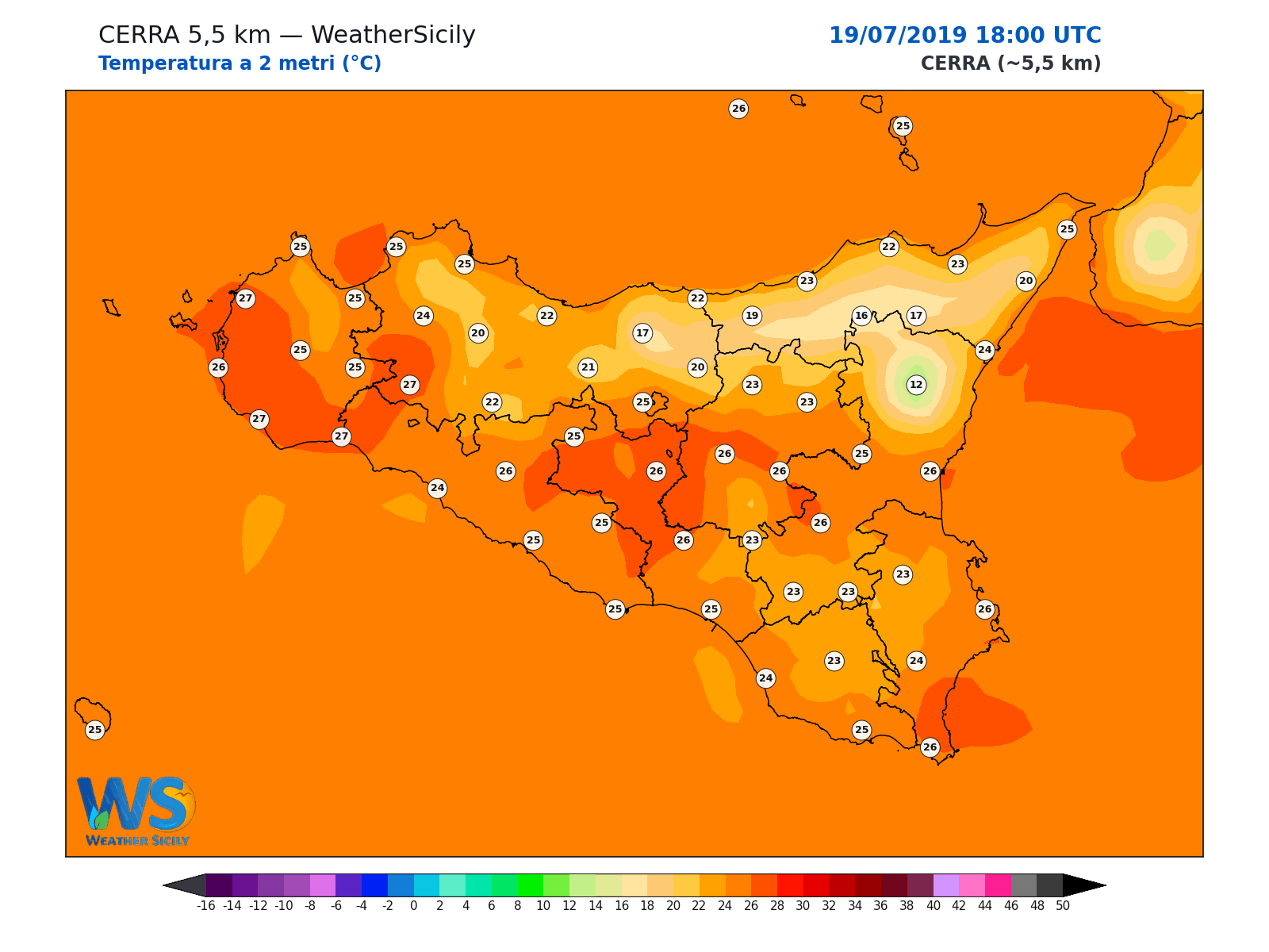 Temperatura a 2 metri · 2019071918
