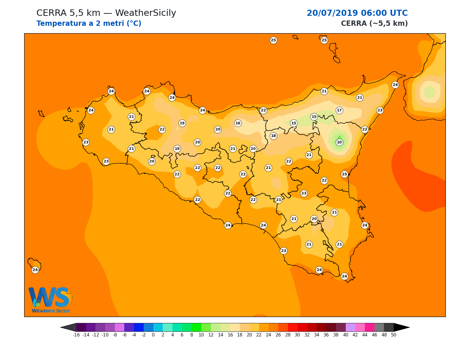 Temperatura a 2 metri · 2019072006