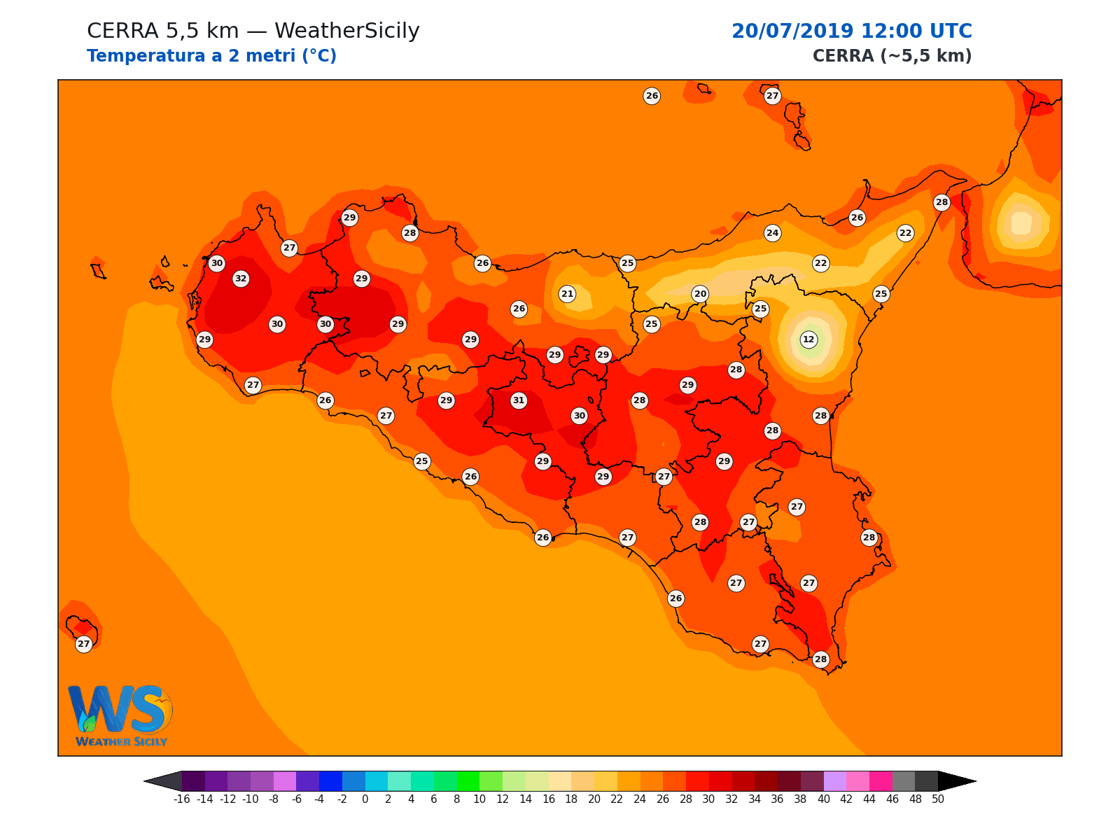Temperatura a 2 metri · 2019072012