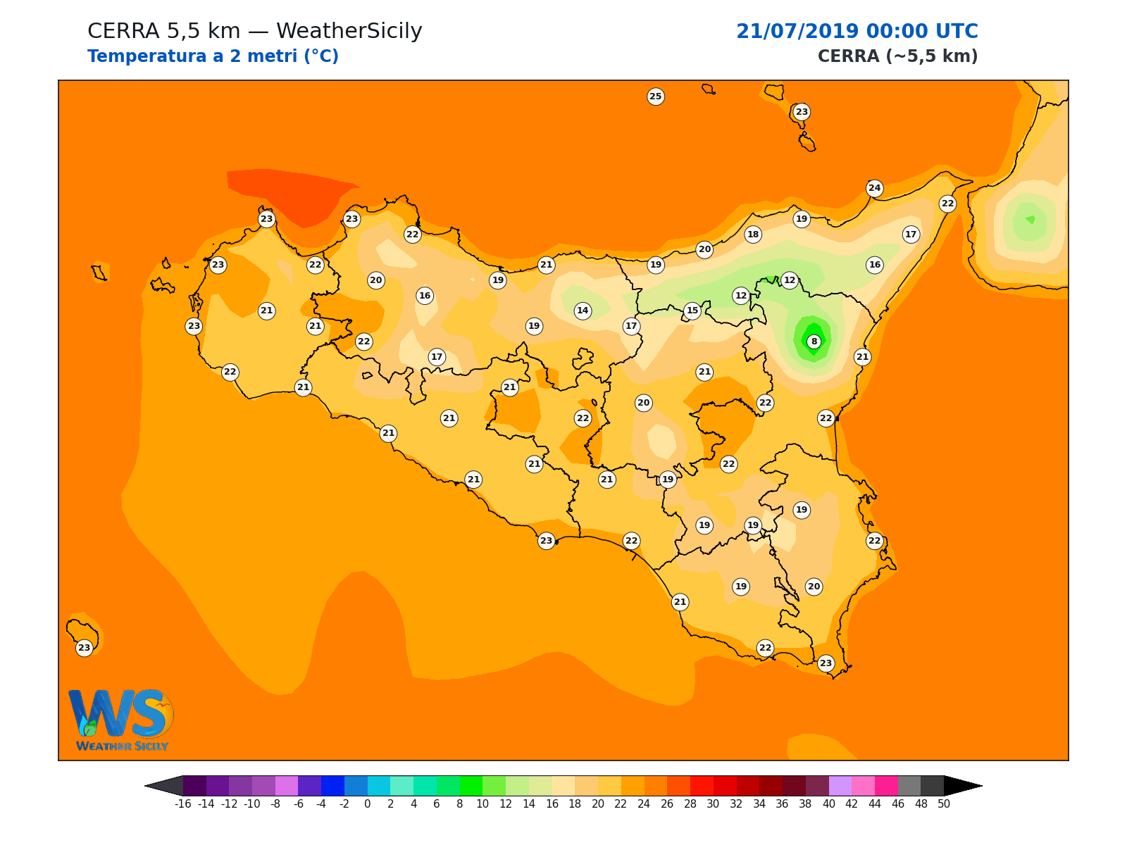Temperatura a 2 metri · 2019072100