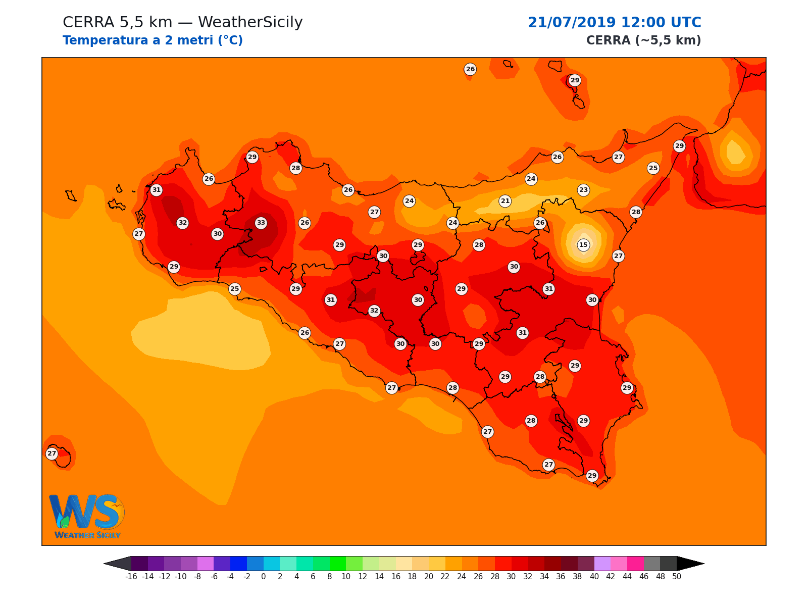Temperatura a 2 metri · 2019072112