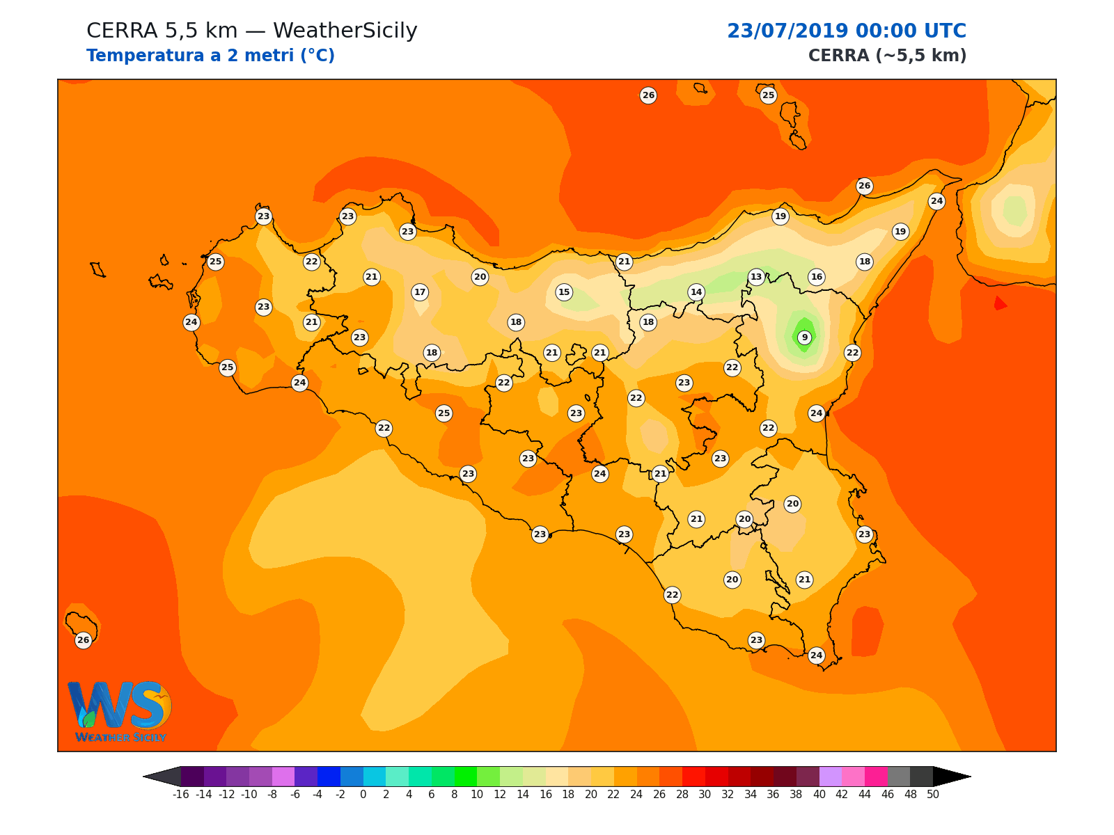 Temperatura a 2 metri · 2019072300
