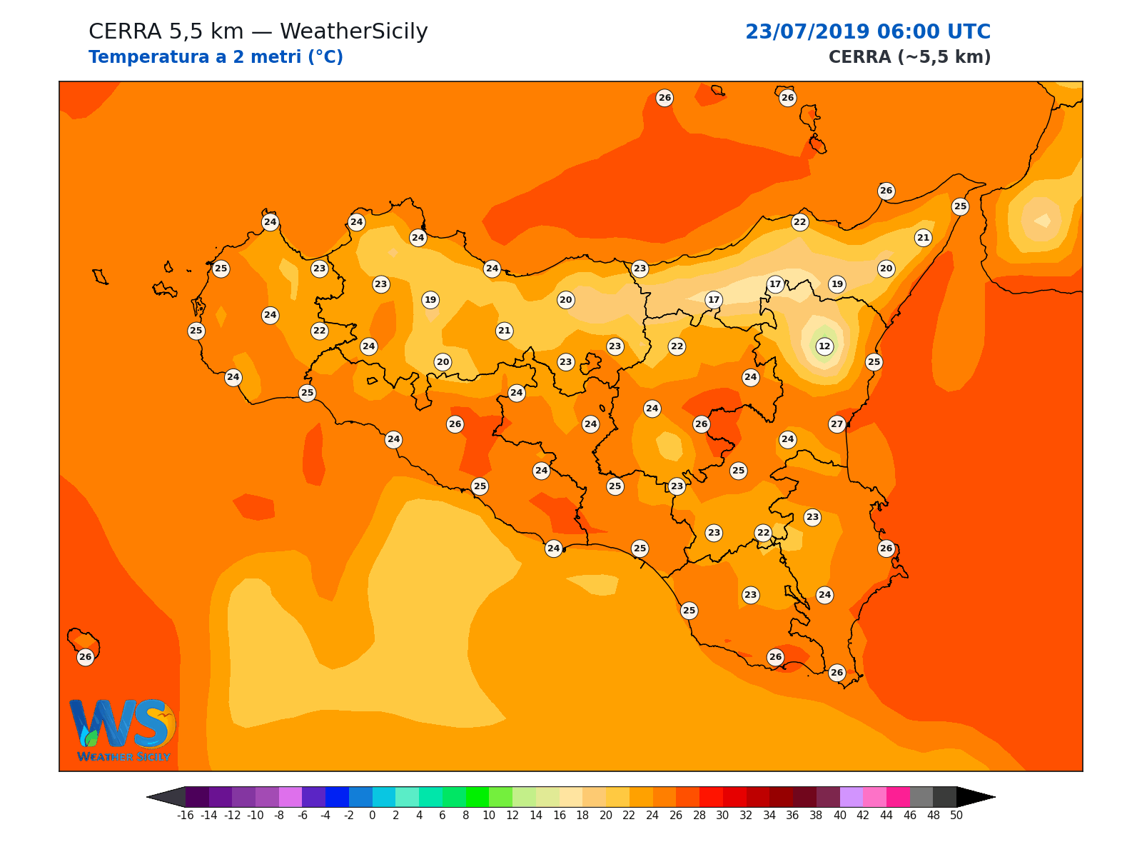 Temperatura a 2 metri · 2019072306