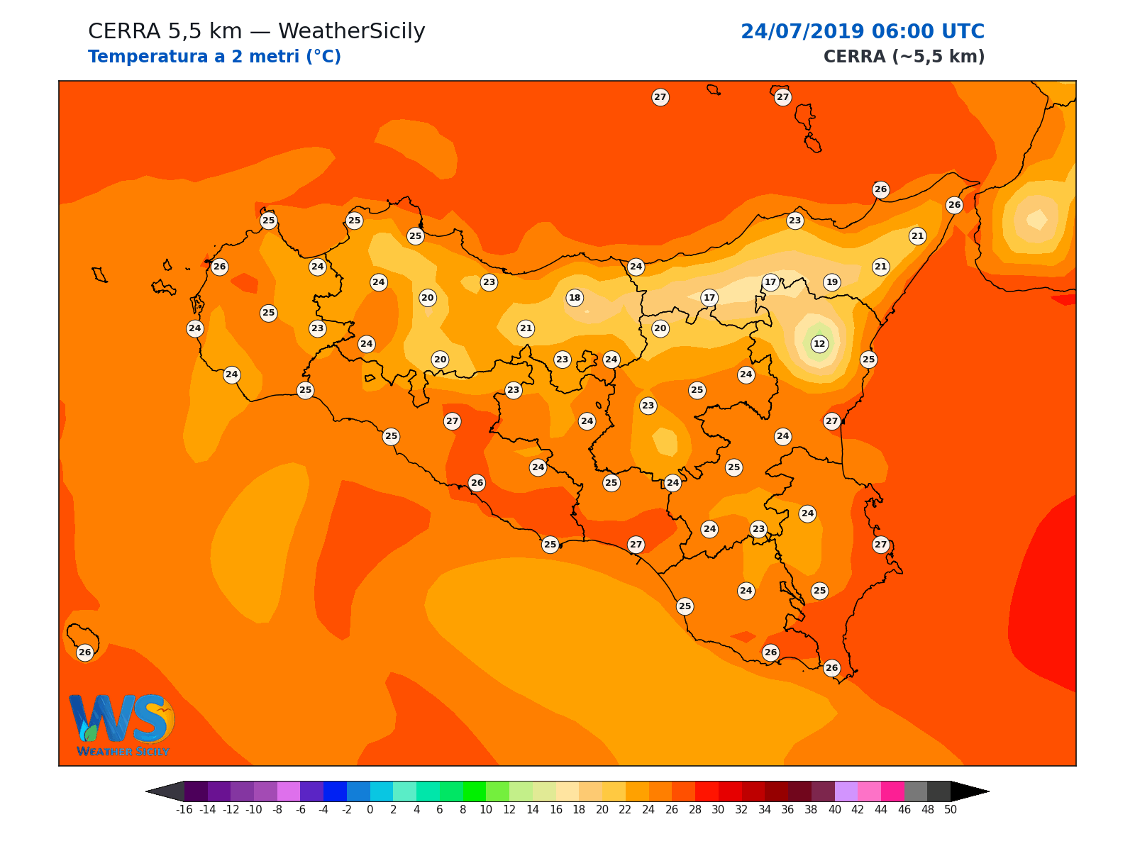 Temperatura a 2 metri · 2019072406