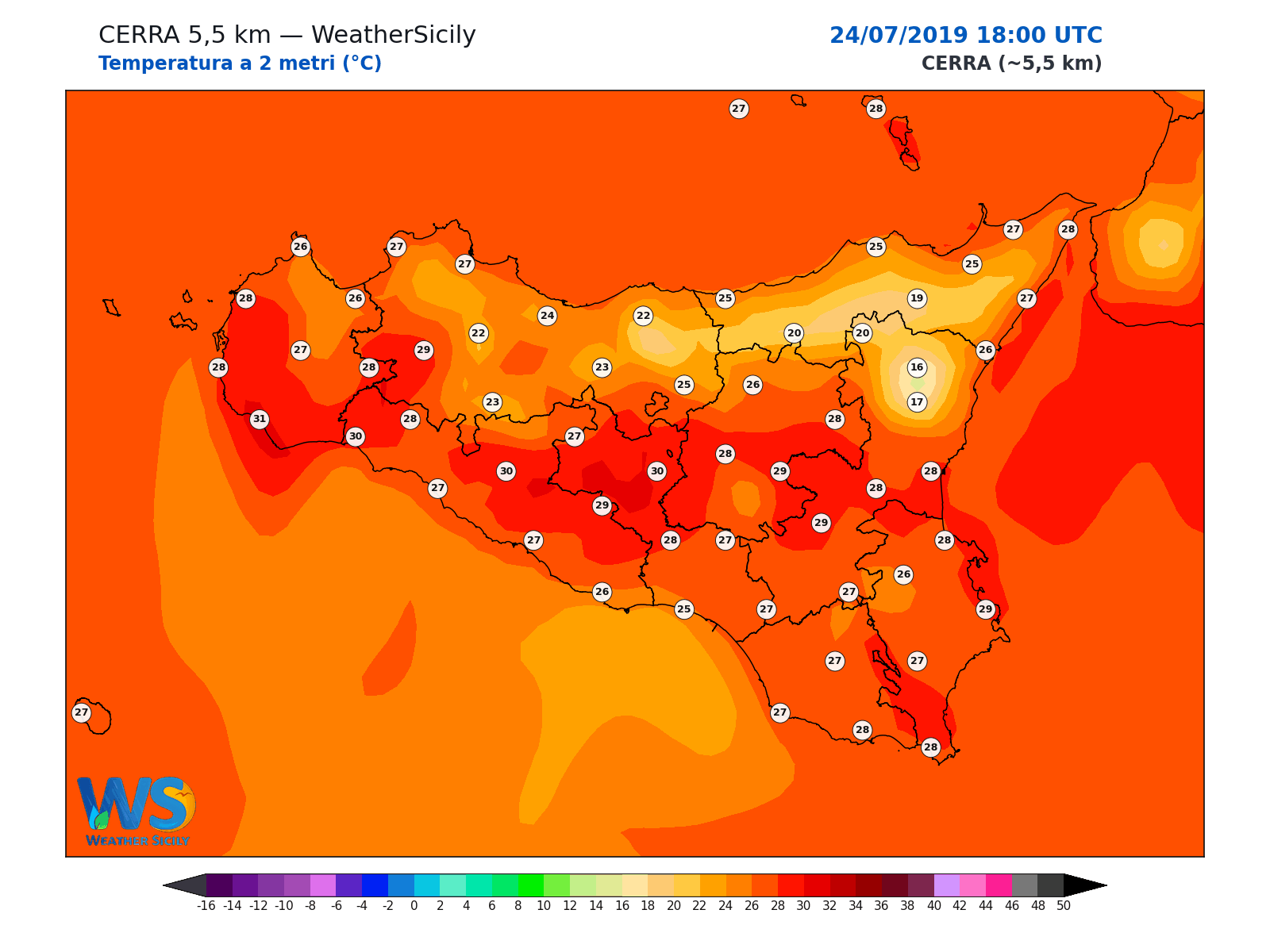 Temperatura a 2 metri · 2019072418