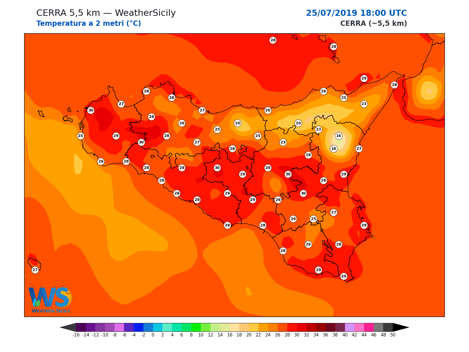 Temperatura a 2 metri · 2019072518
