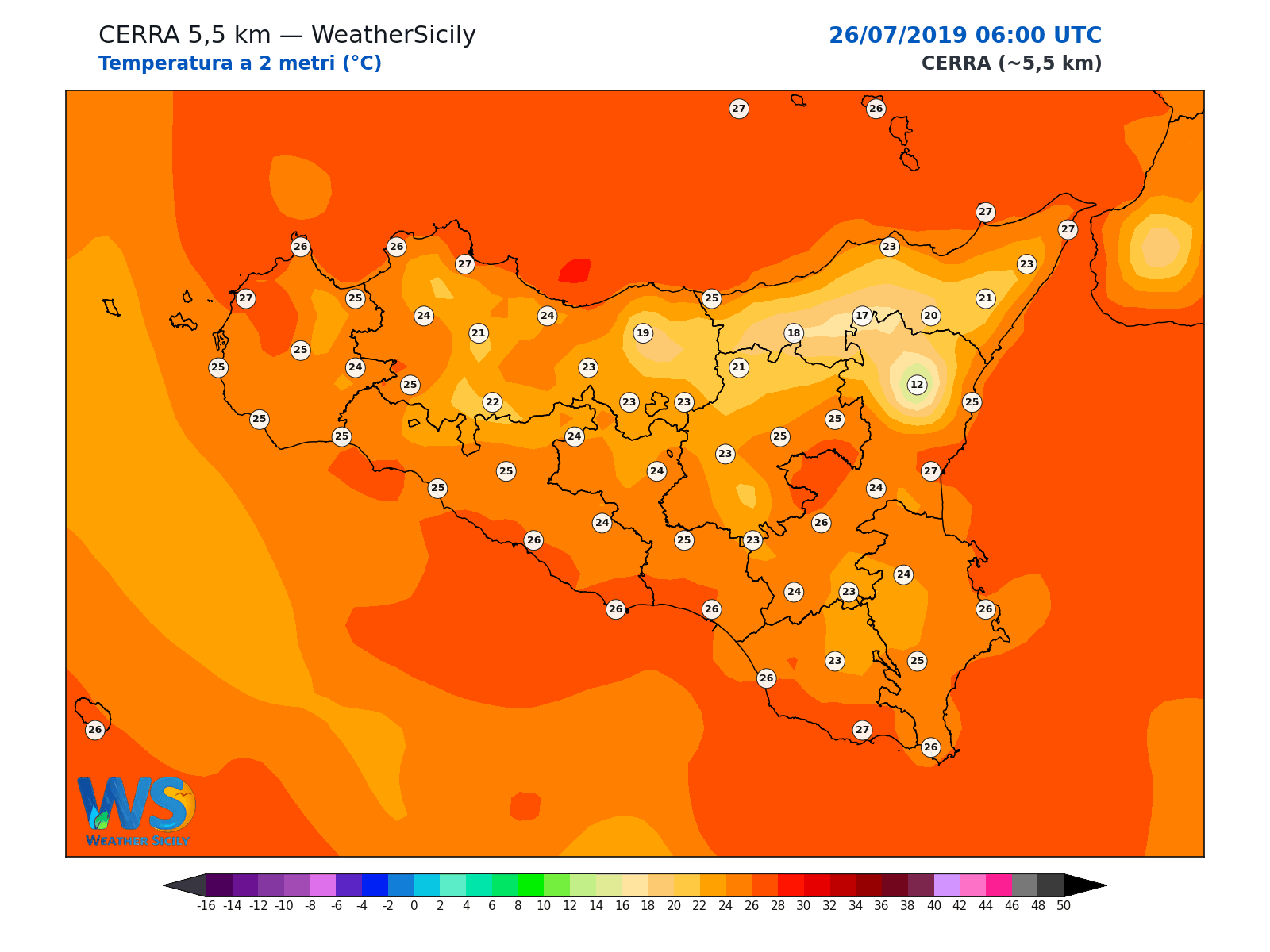 Temperatura a 2 metri · 2019072606