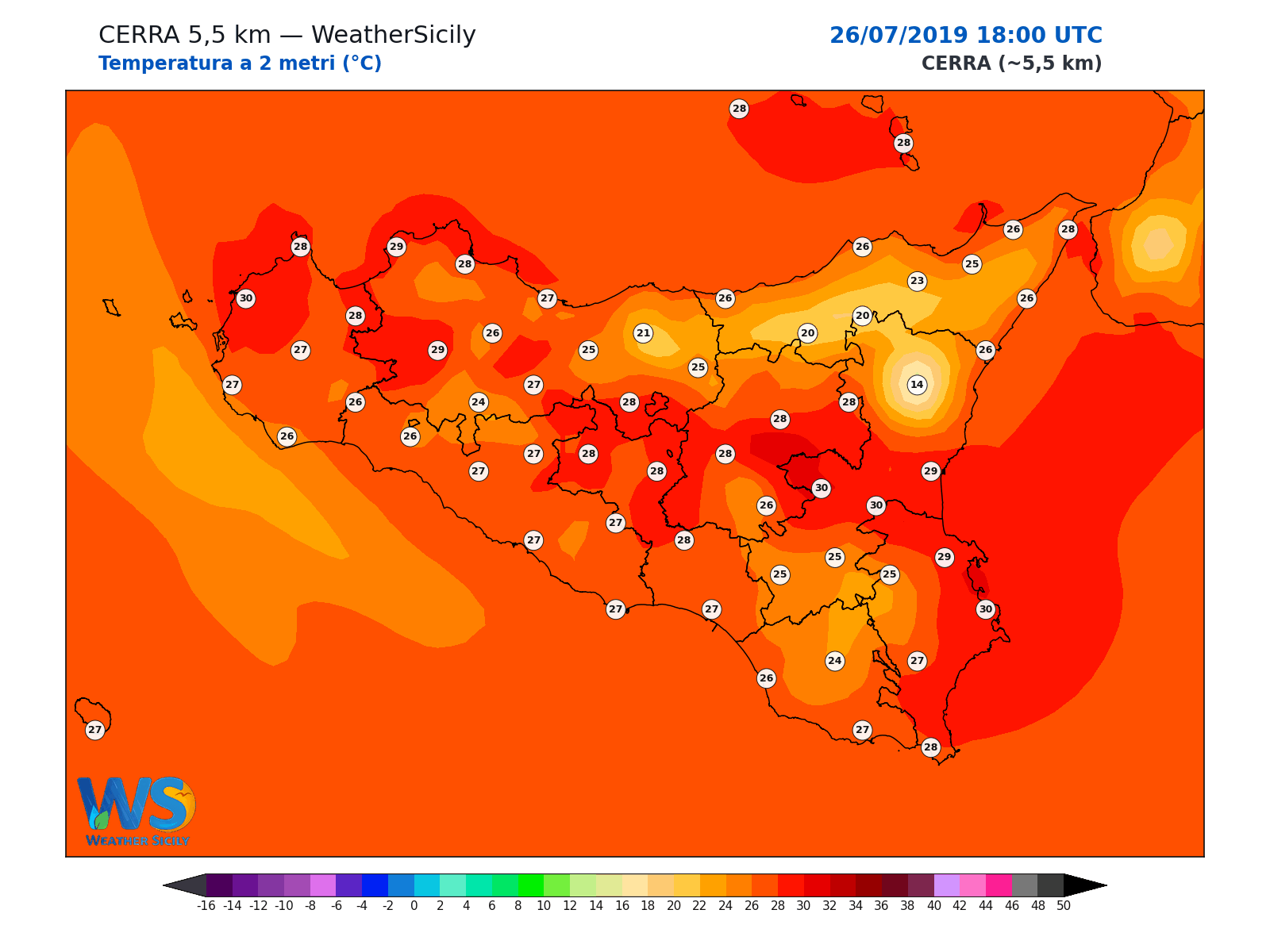 Temperatura a 2 metri · 2019072618