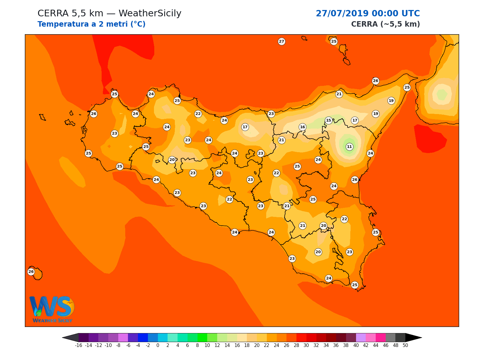 Temperatura a 2 metri · 2019072700
