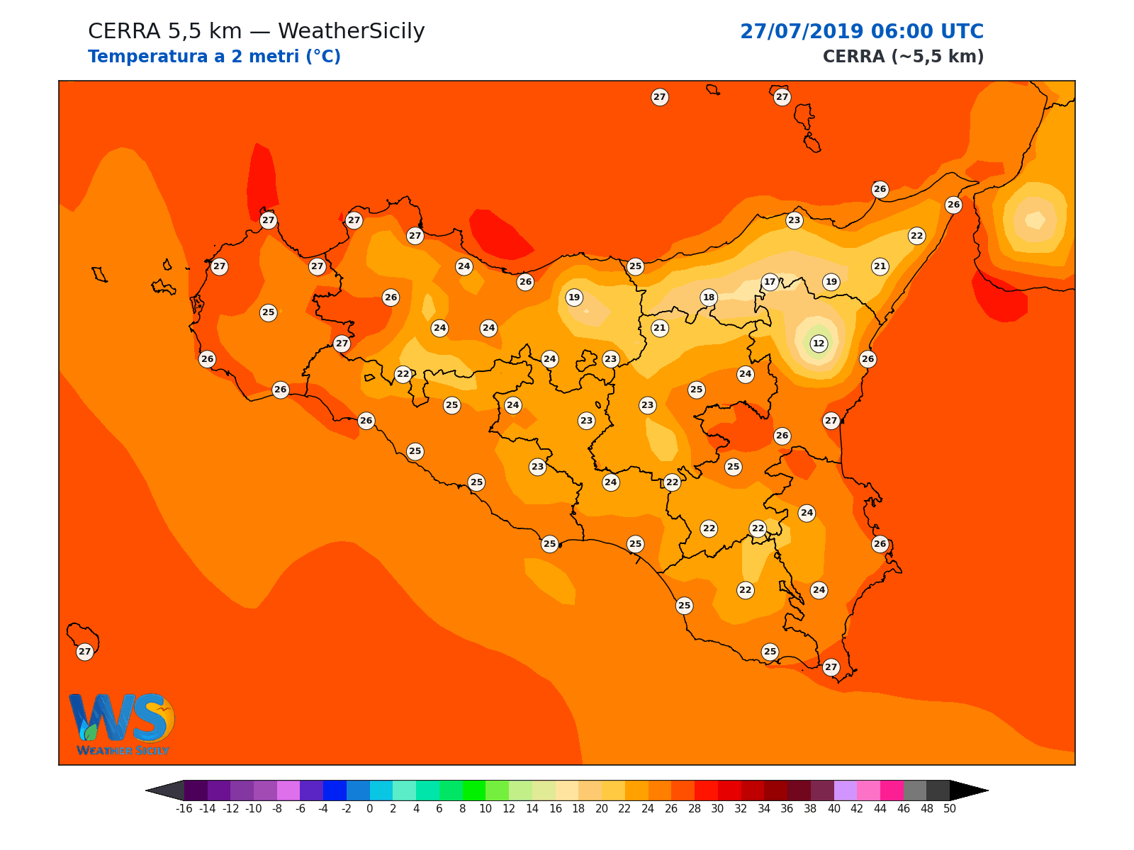 Temperatura a 2 metri · 2019072706