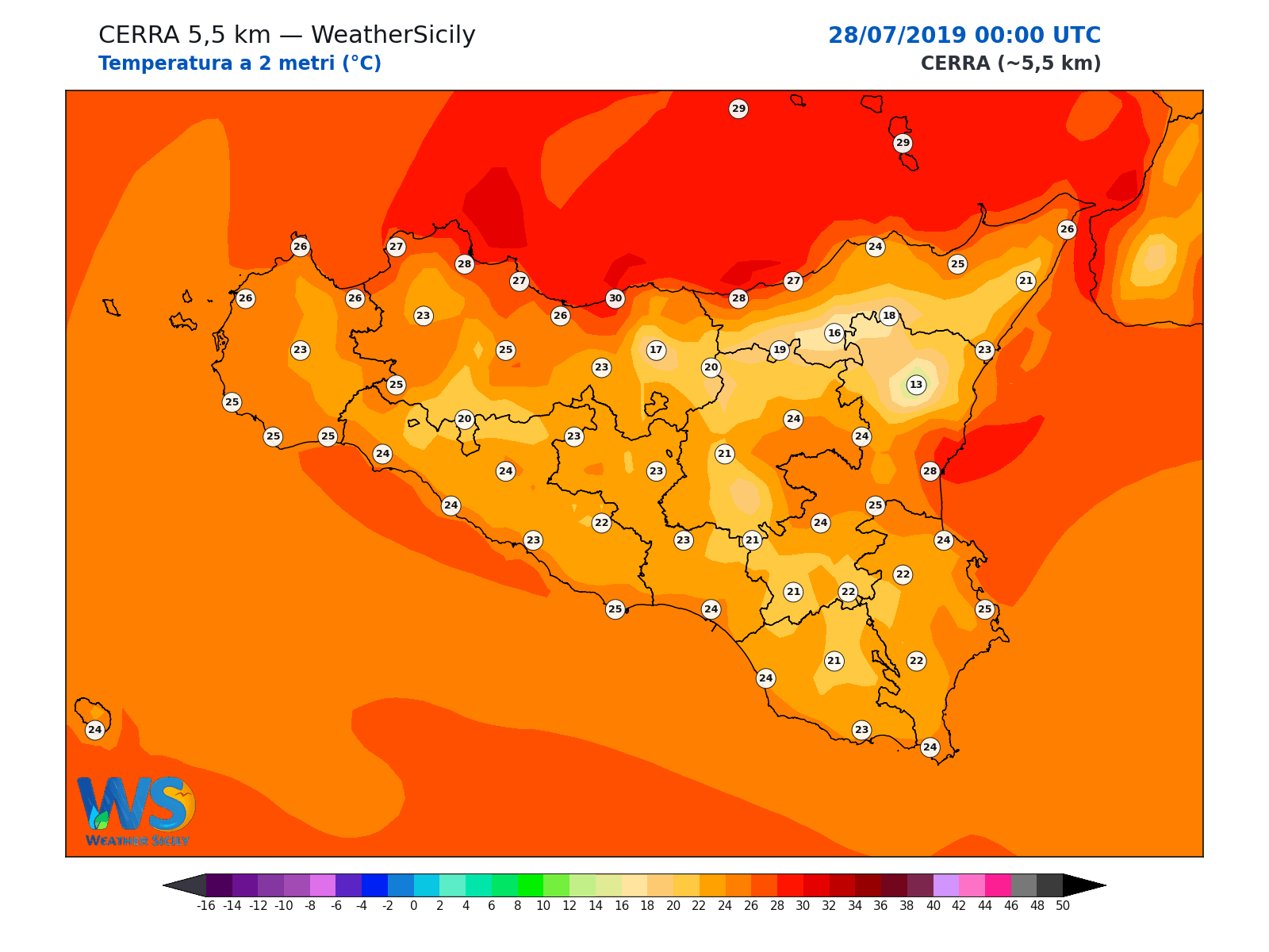 Temperatura a 2 metri · 2019072800