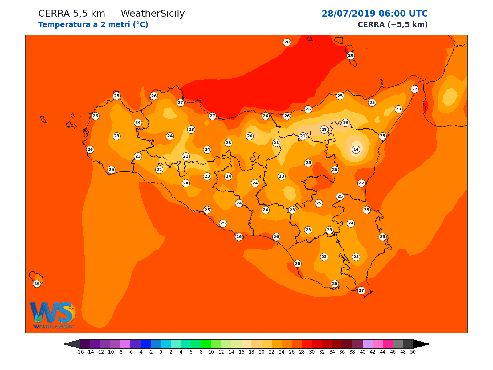 Temperatura a 2 metri · 2019072806