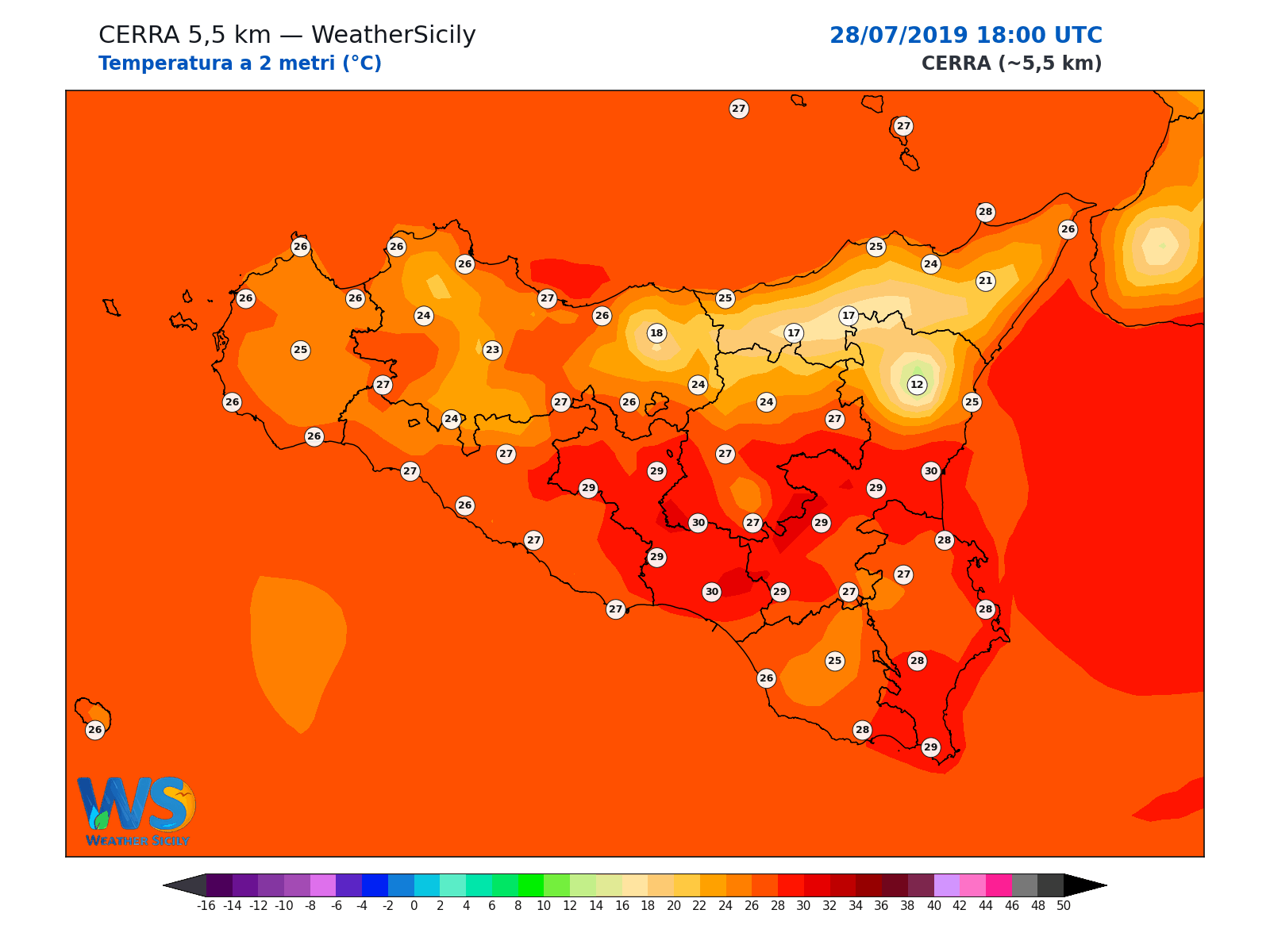 Temperatura a 2 metri · 2019072818