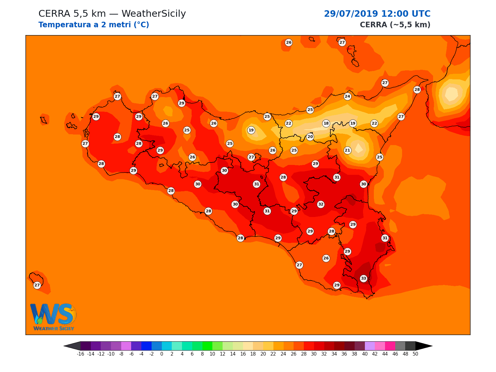 Temperatura a 2 metri · 2019072912