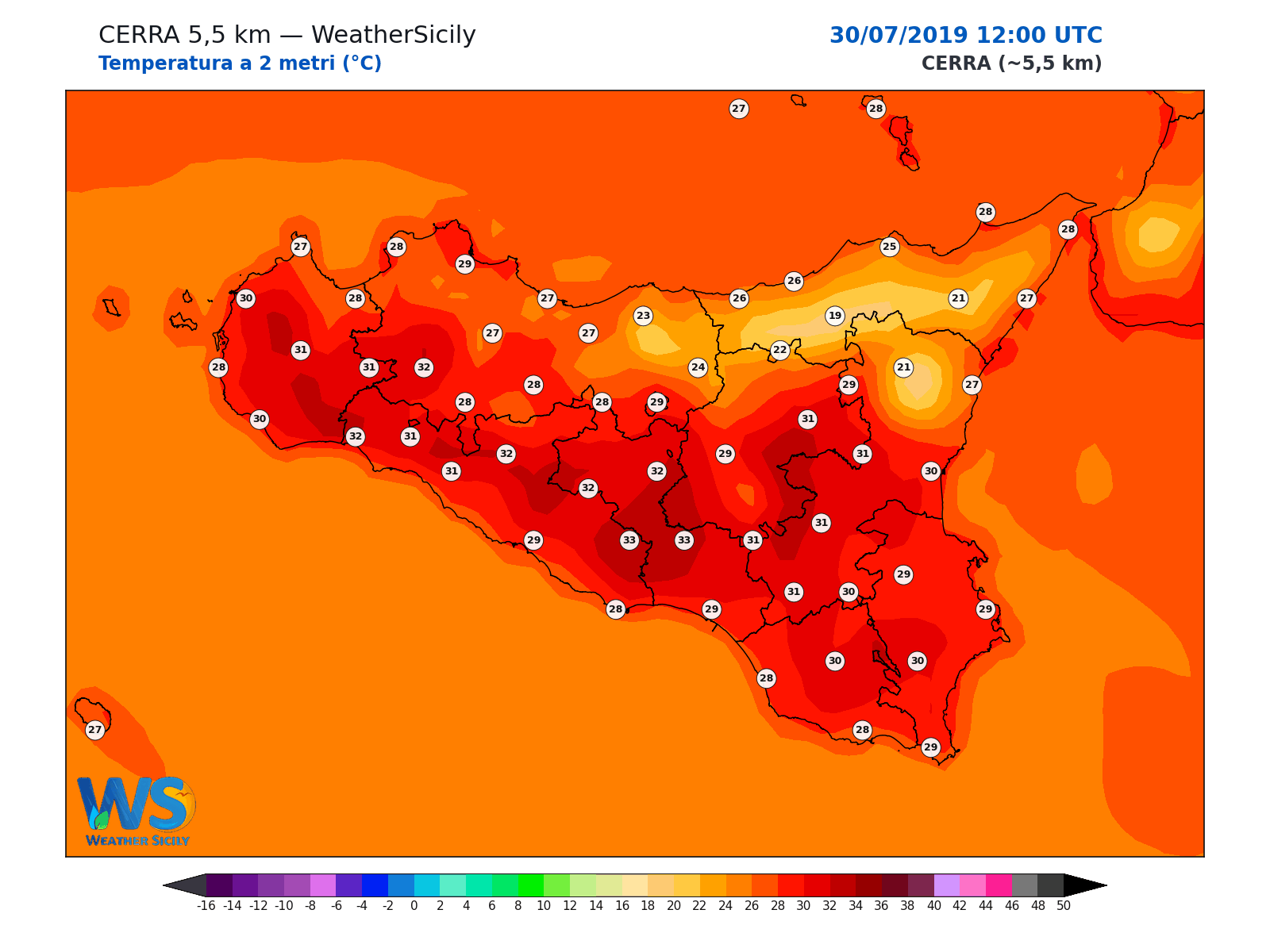 Temperatura a 2 metri · 2019073012
