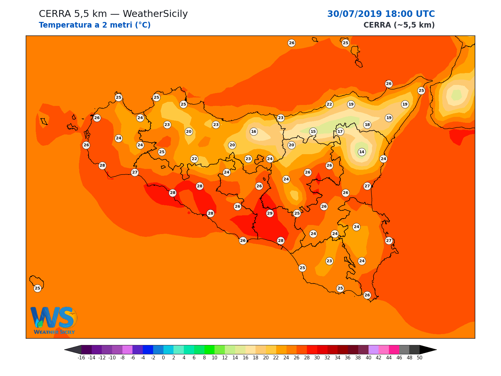 Temperatura a 2 metri · 2019073018