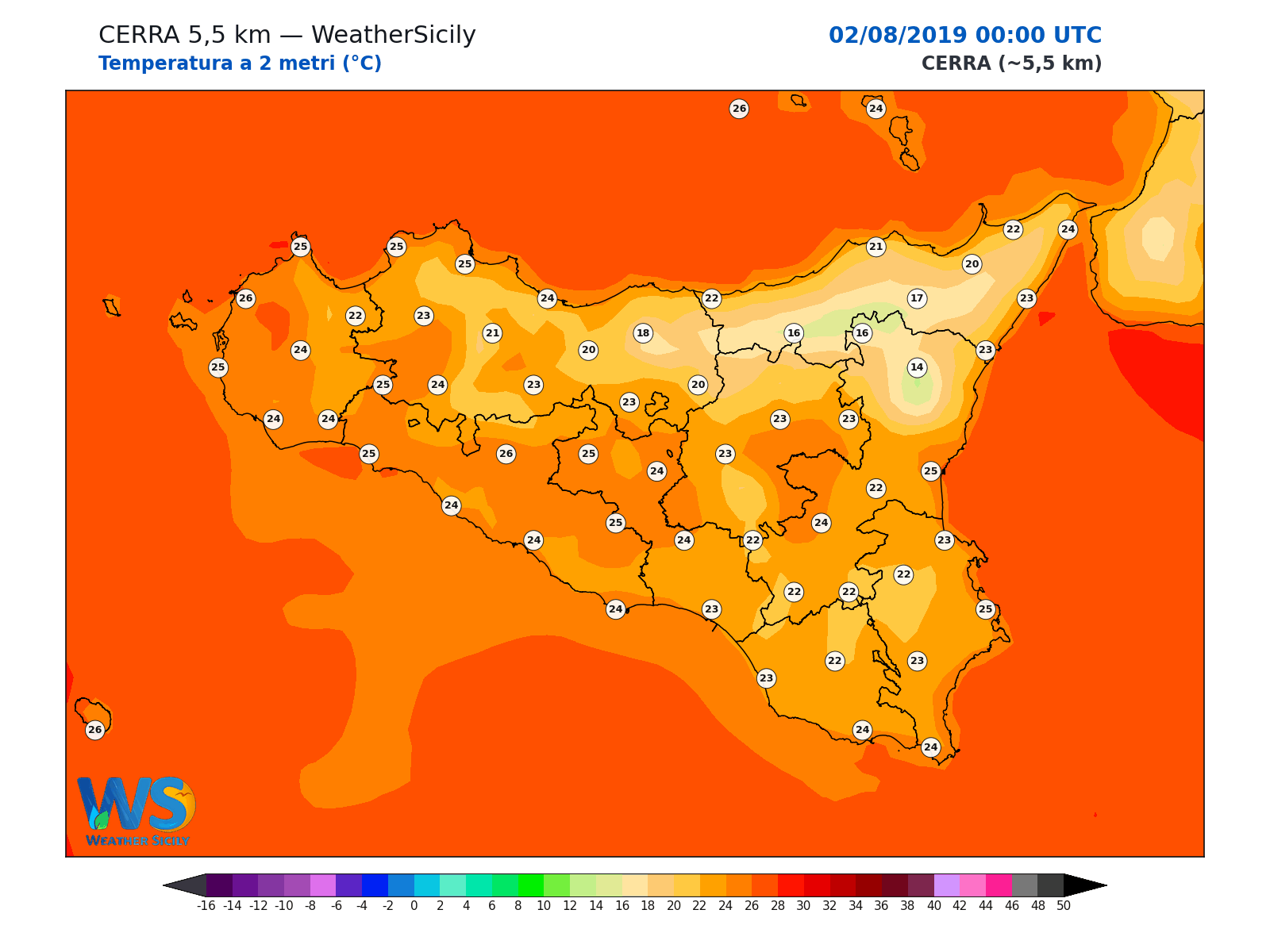 Temperatura a 2 metri · 2019080200